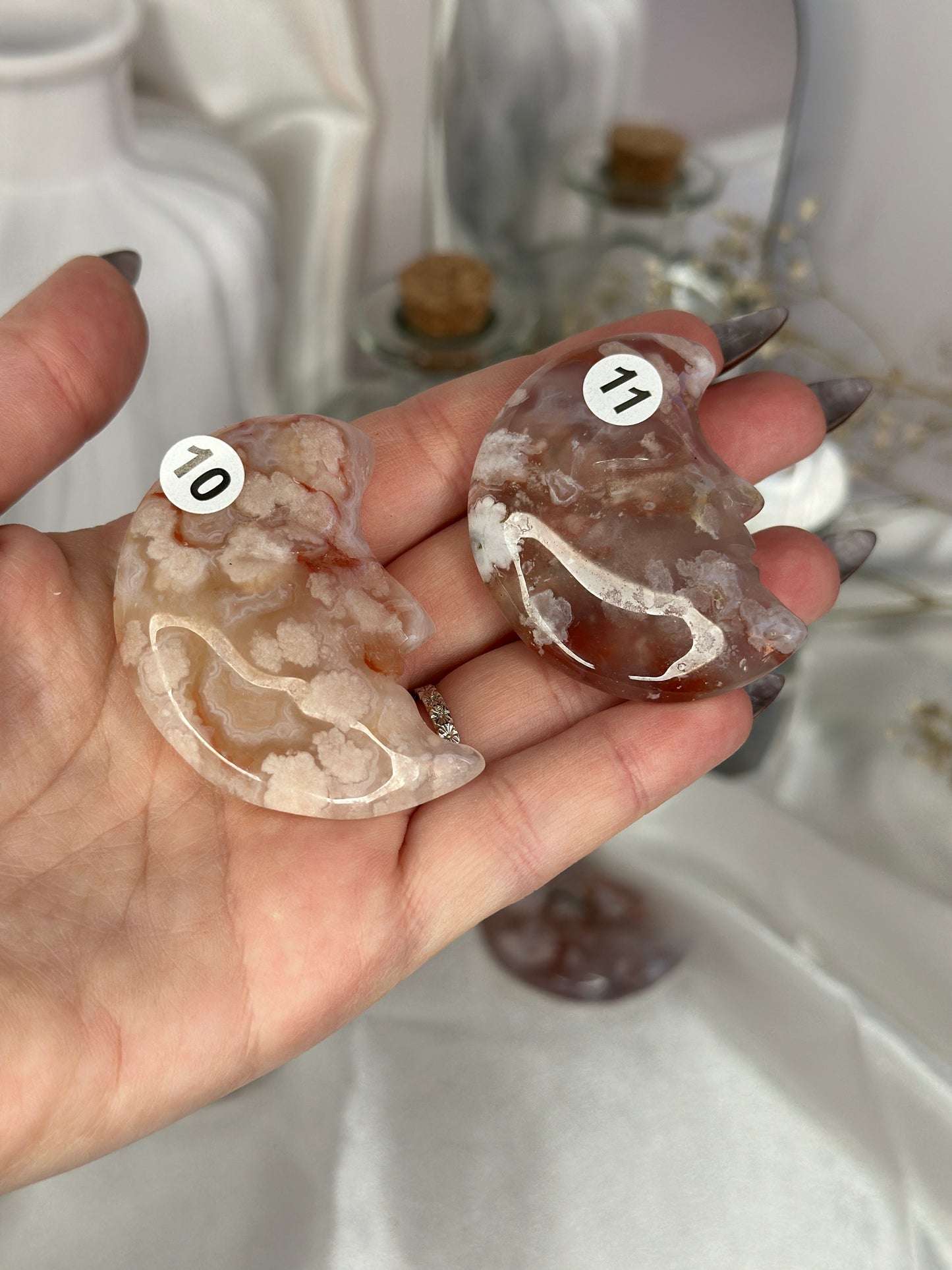 Lune visage - agate fleur