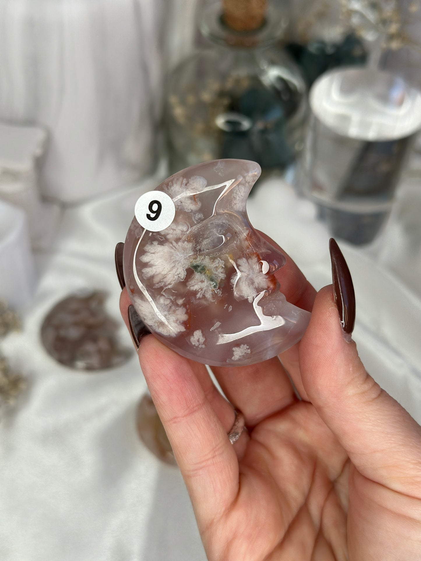 Lune visage - agate fleur