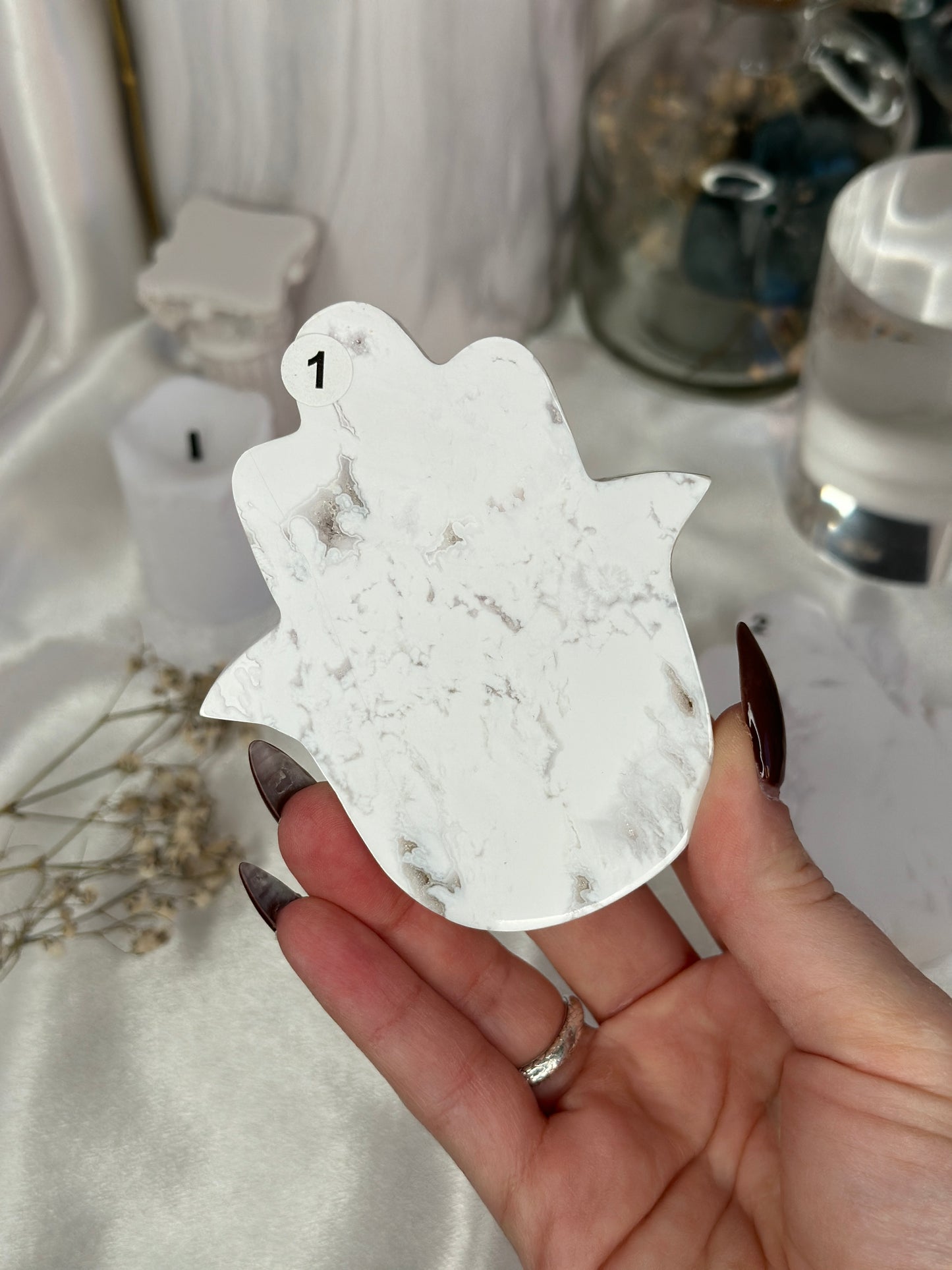 Mains Hamsa - Agate blanche