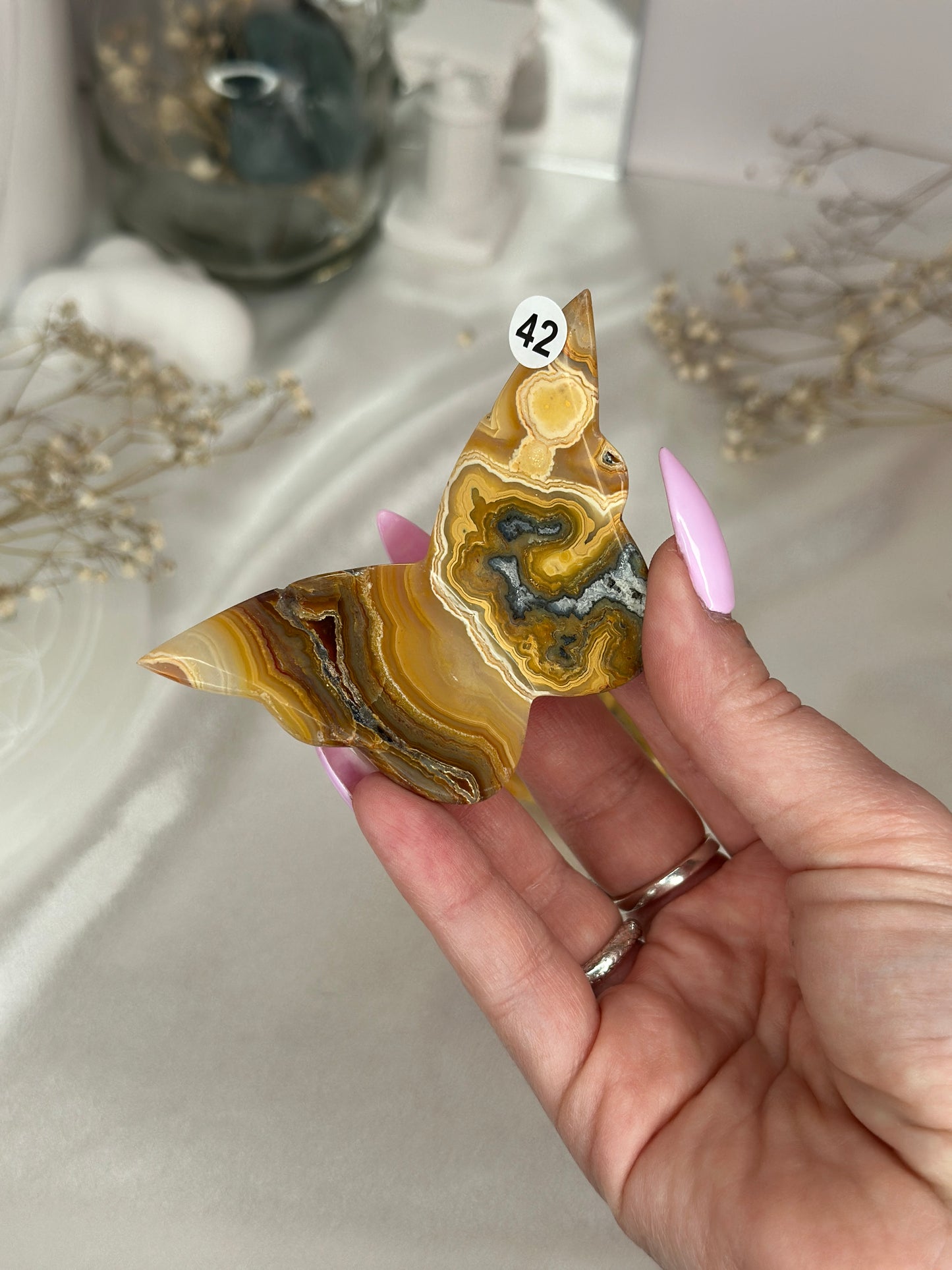 Papillons 3D - agate crazy lace jaune