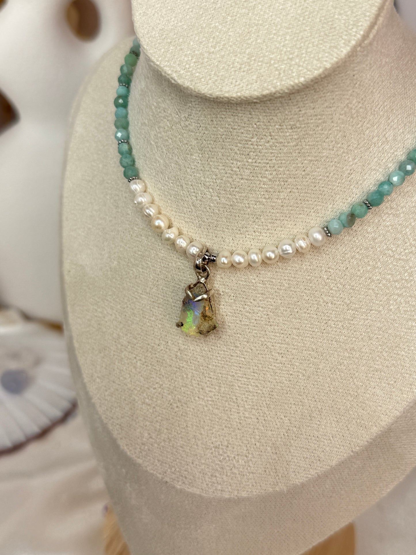 Collier Kristal Ame©️- Amazonite et Opale