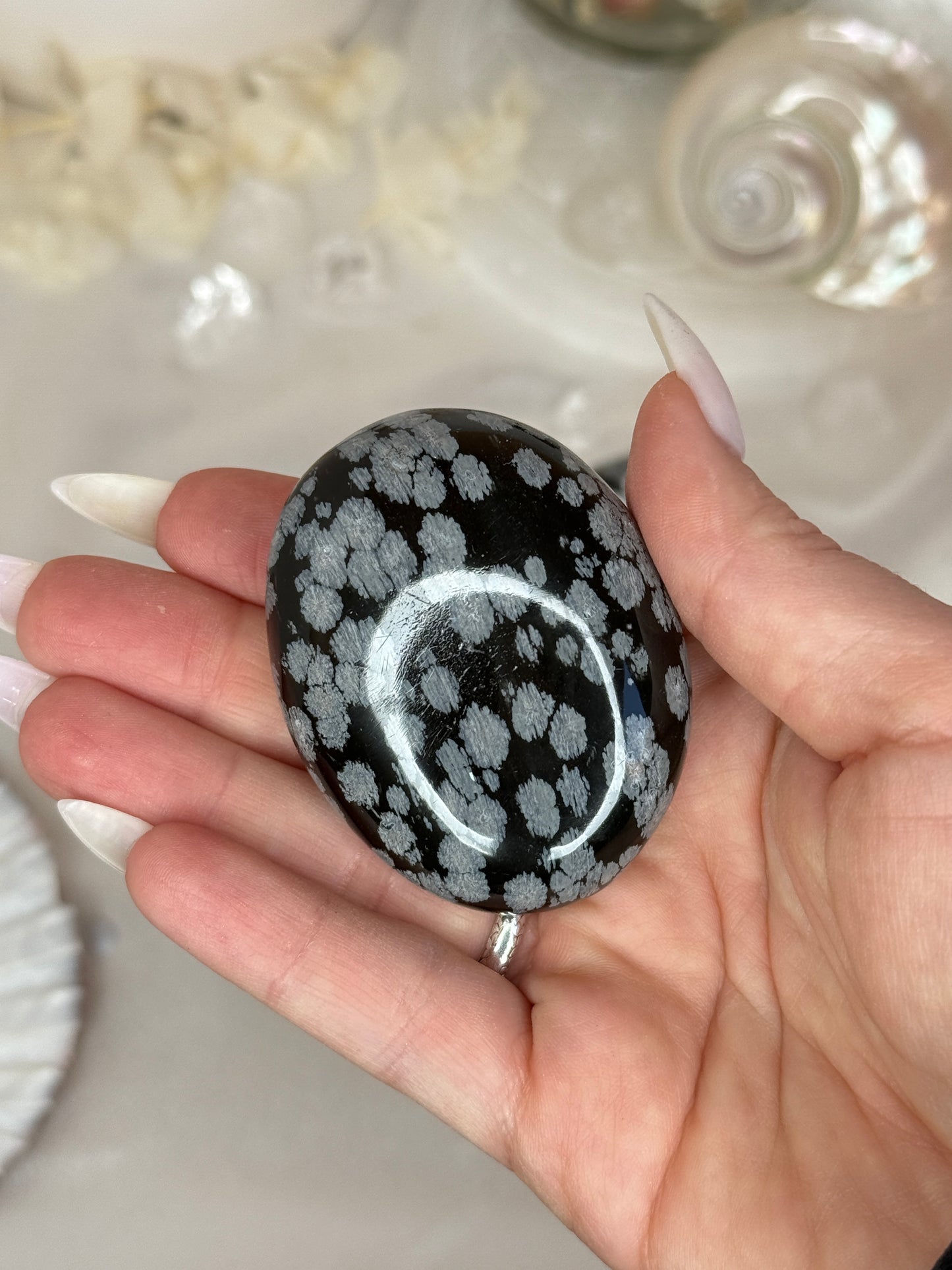 Galets - obsidienne flocon de neige