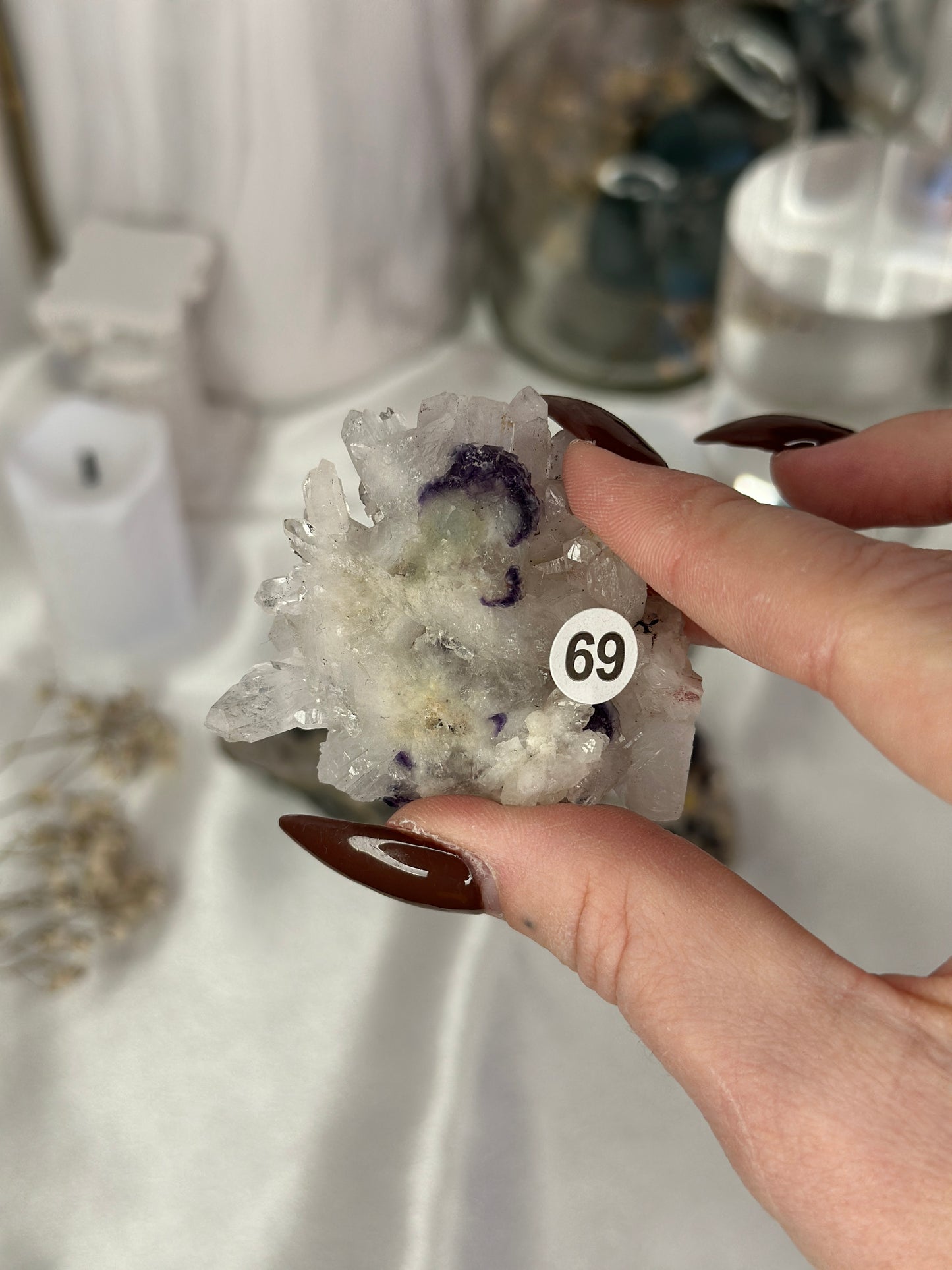 Fluorite violette sur quartz - Inde