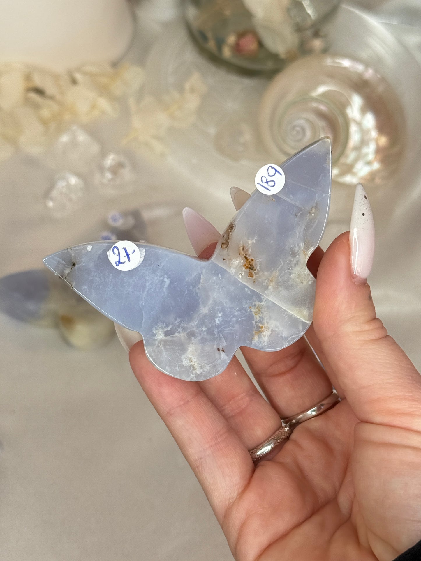Papillons 2D - calcédoine bleue