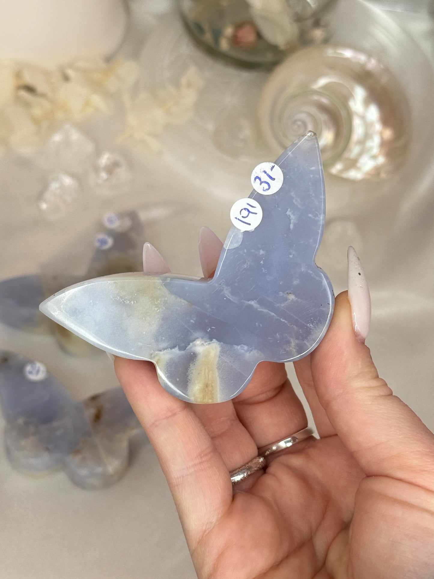 Papillons 2D - calcédoine bleue