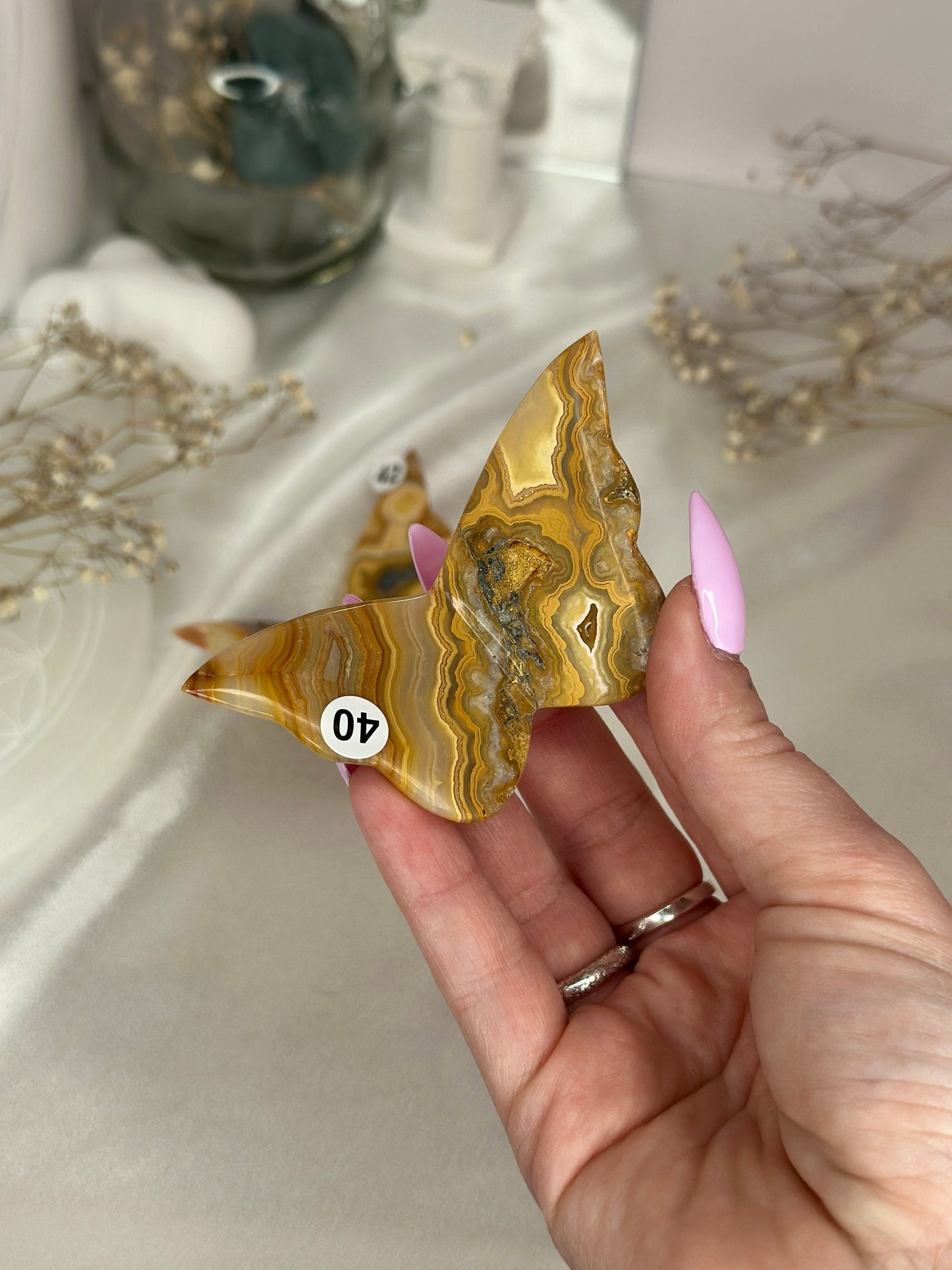 Papillons 3D - agate crazy lace jaune