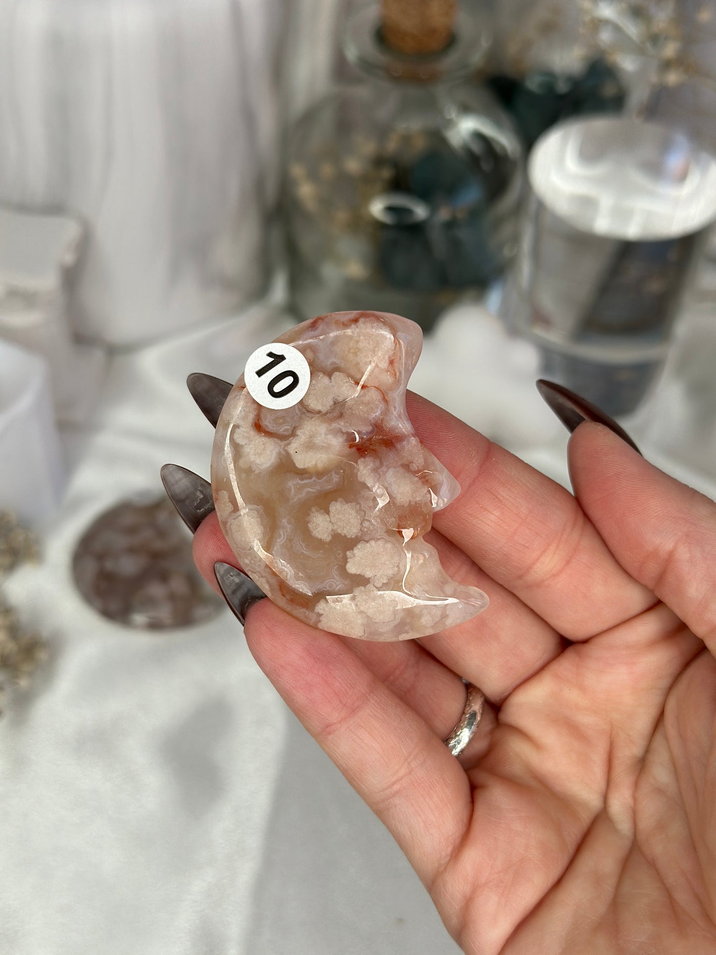 Lune visage - agate fleur