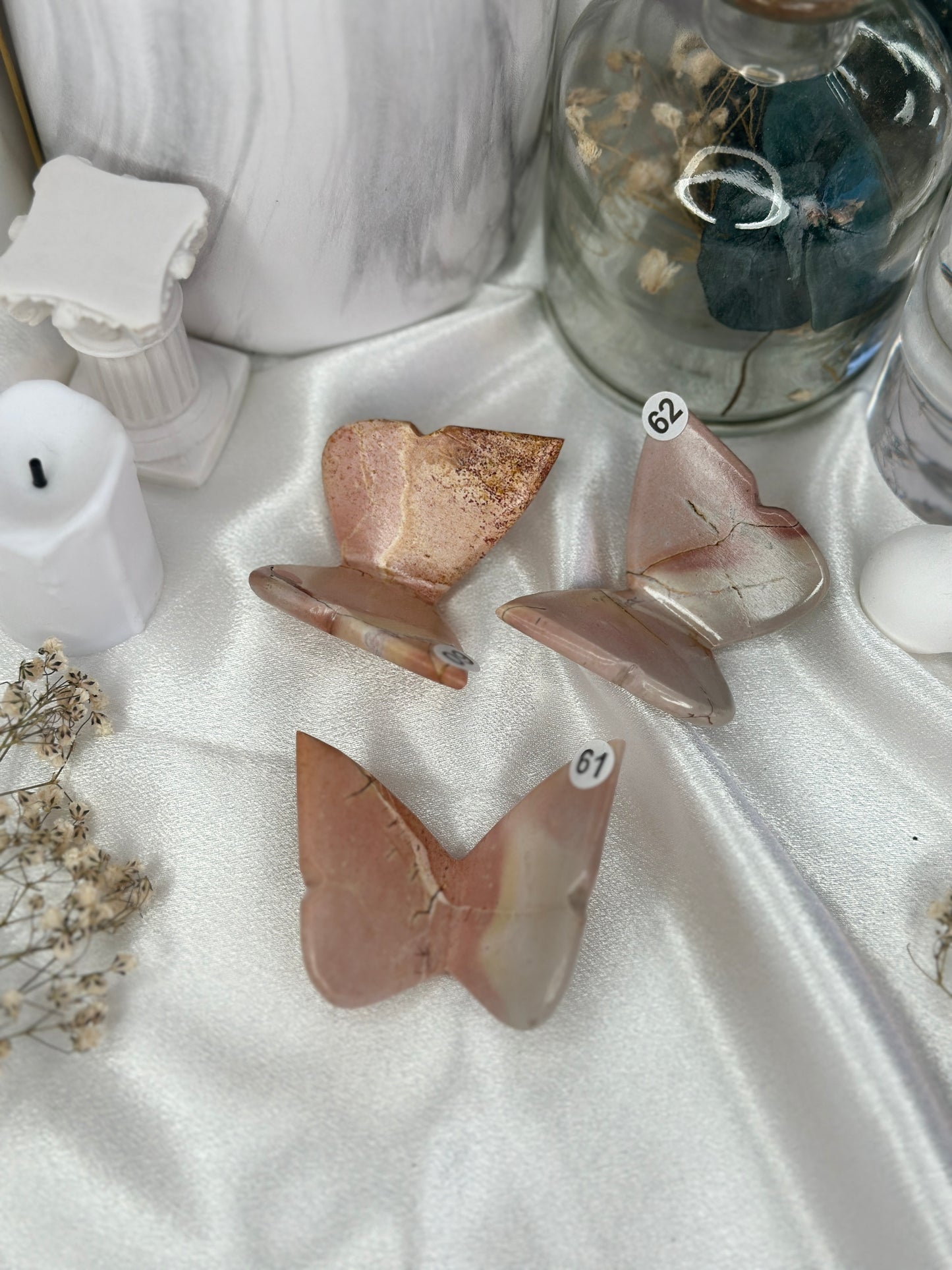 Papillons 3D en Jaspe rose