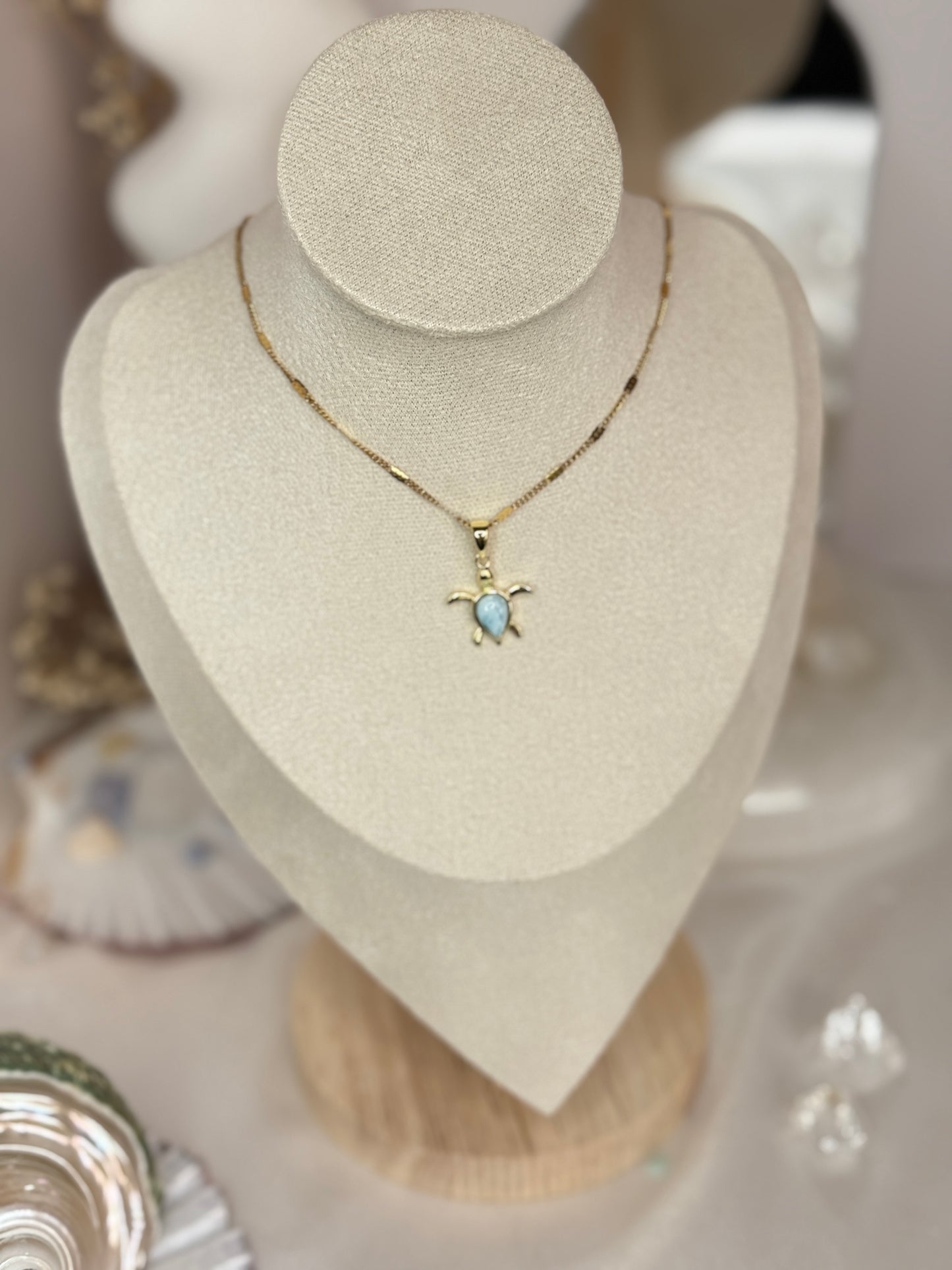Pendentif tortue larimar