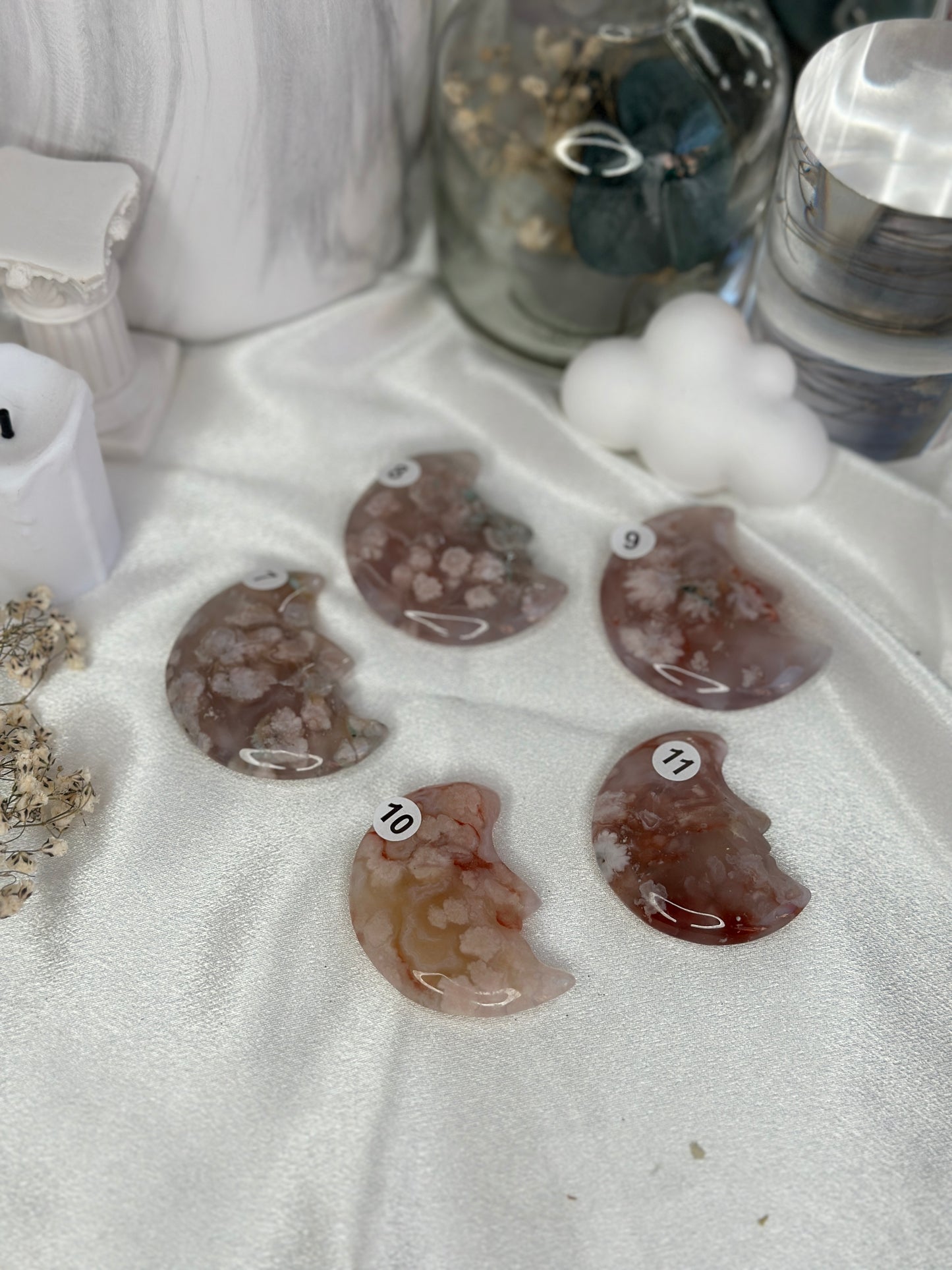 Lune visage - agate fleur
