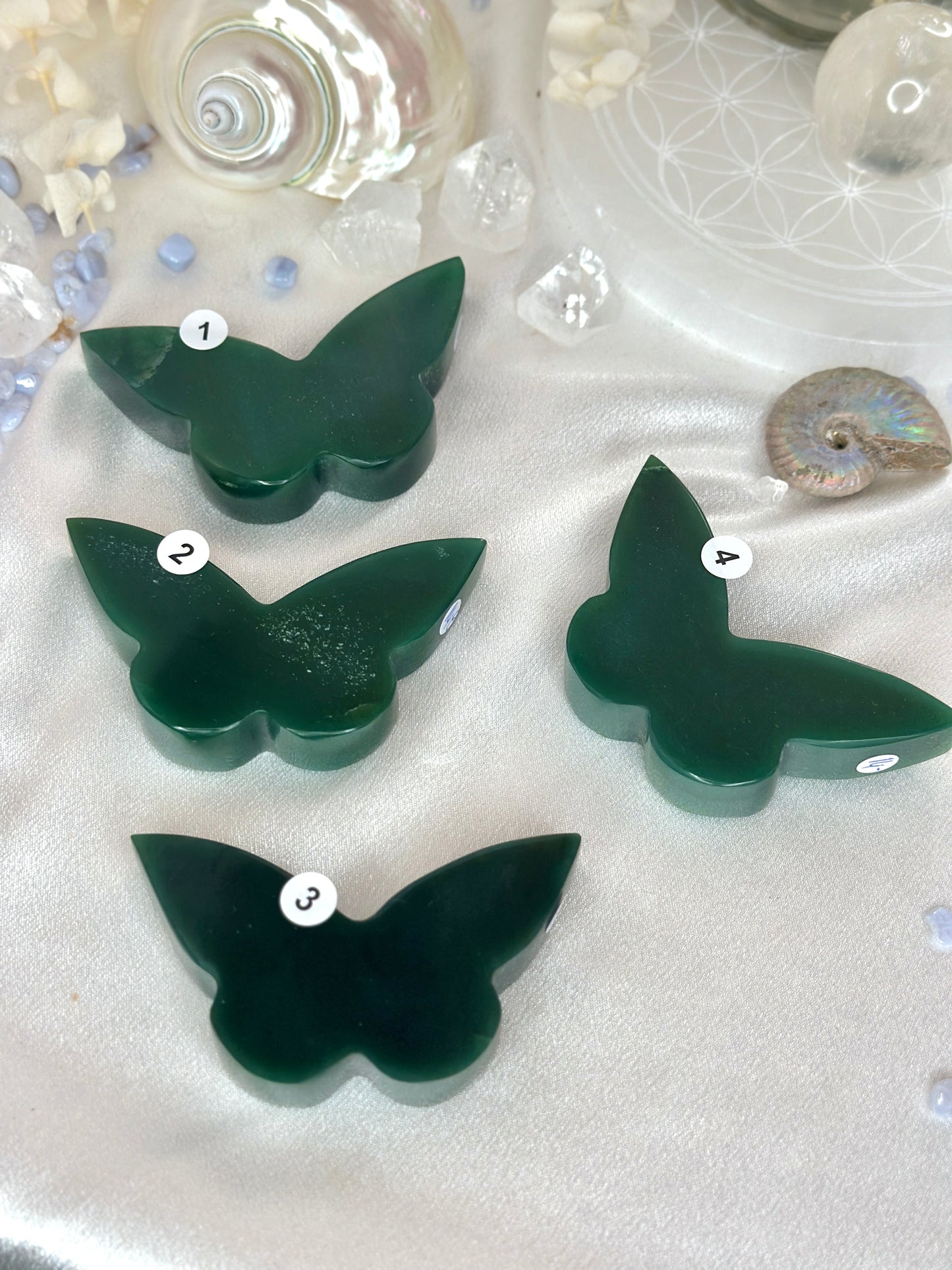 Papillons 2D - aventurine verte