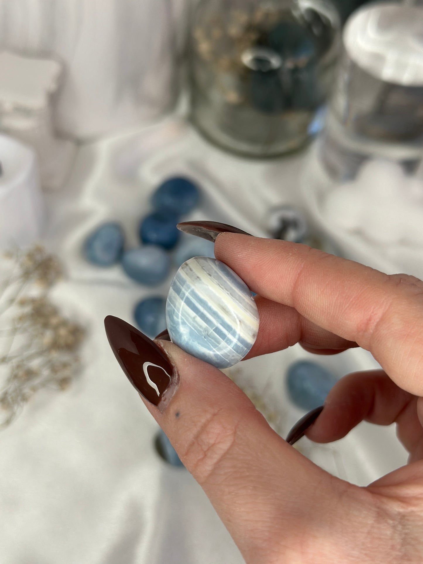 Pierres roulées en Opale bleue
