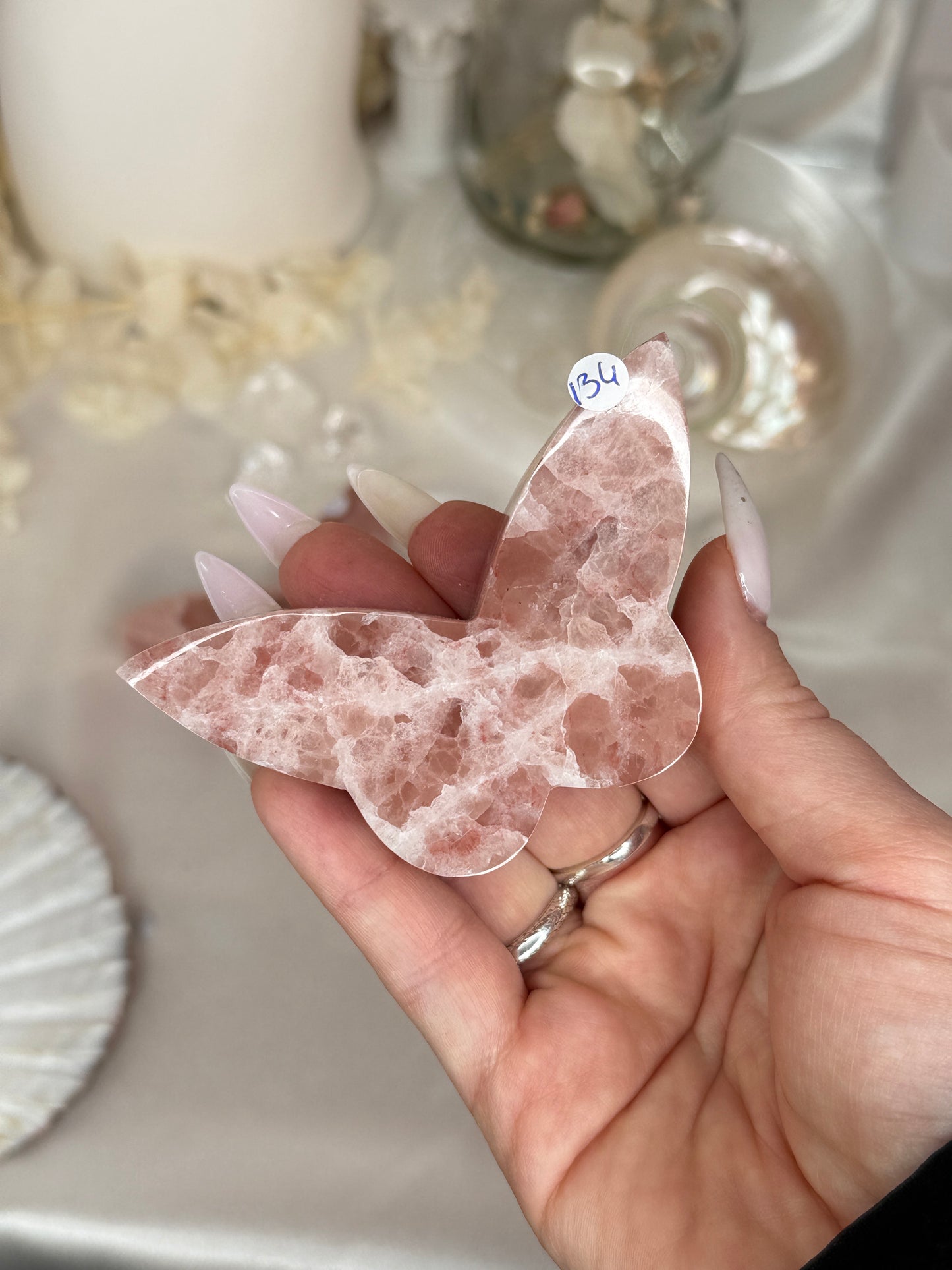 Papillons 2D - calcite fraise