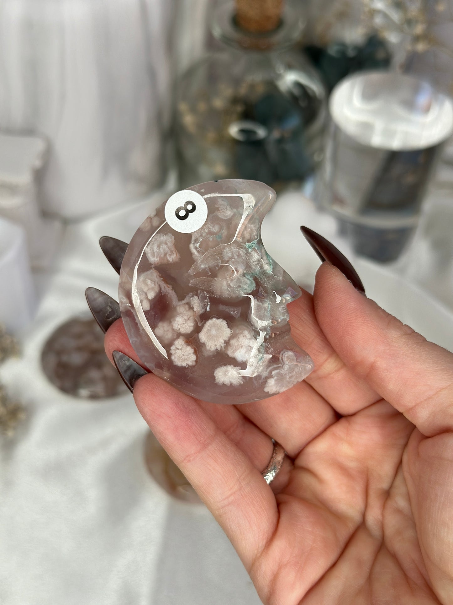 Lune visage - agate fleur