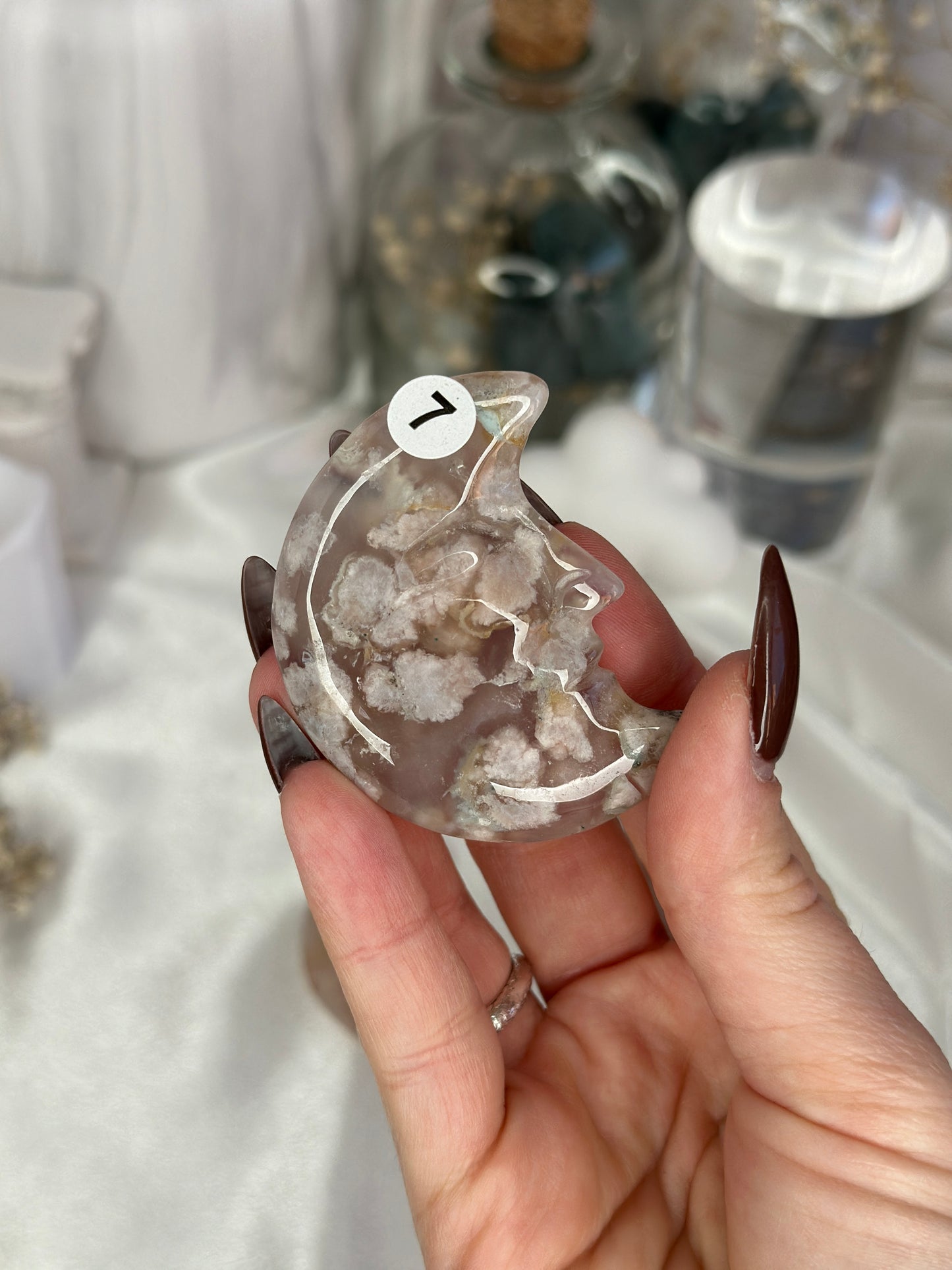 Lune visage - agate fleur