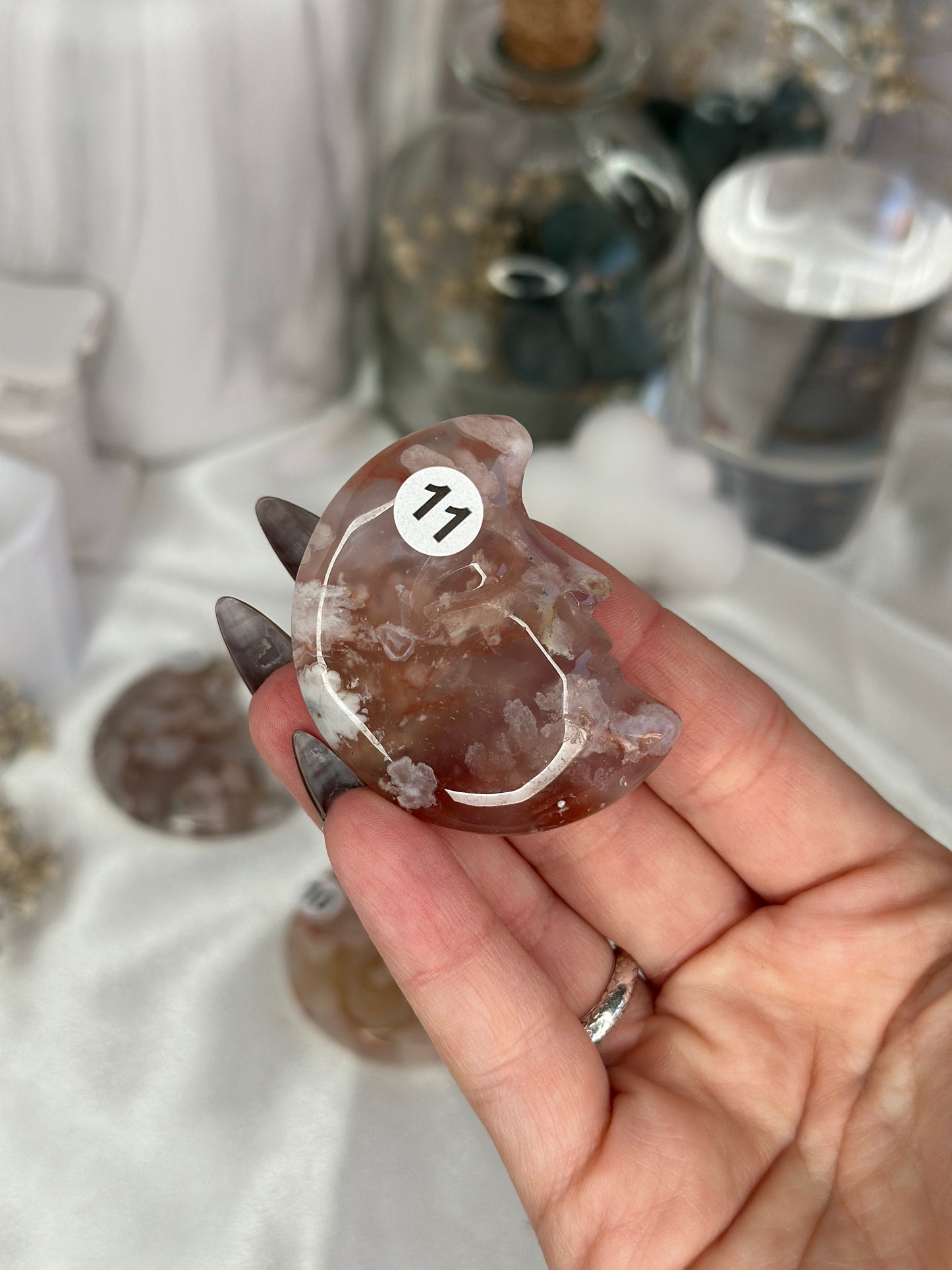 Lune visage - agate fleur
