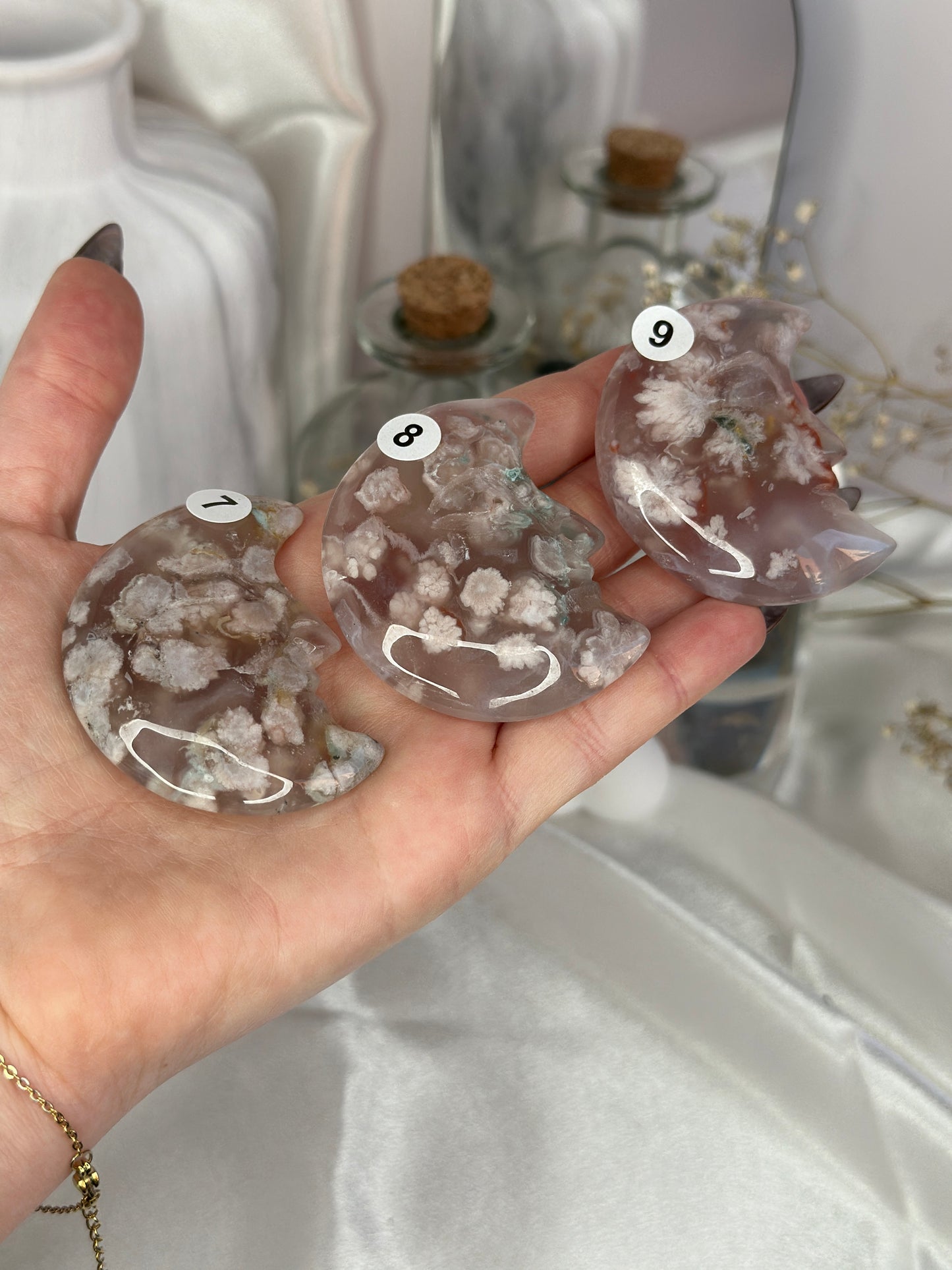 Lune visage - agate fleur