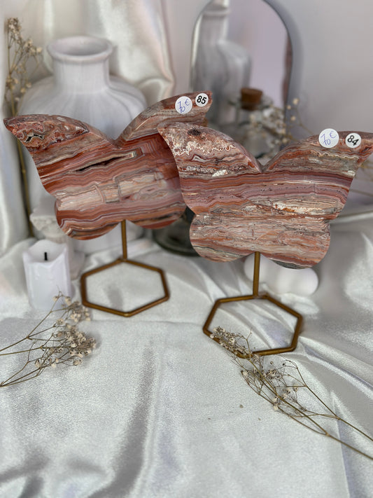 Papillons sur socle - agate crazy lace
