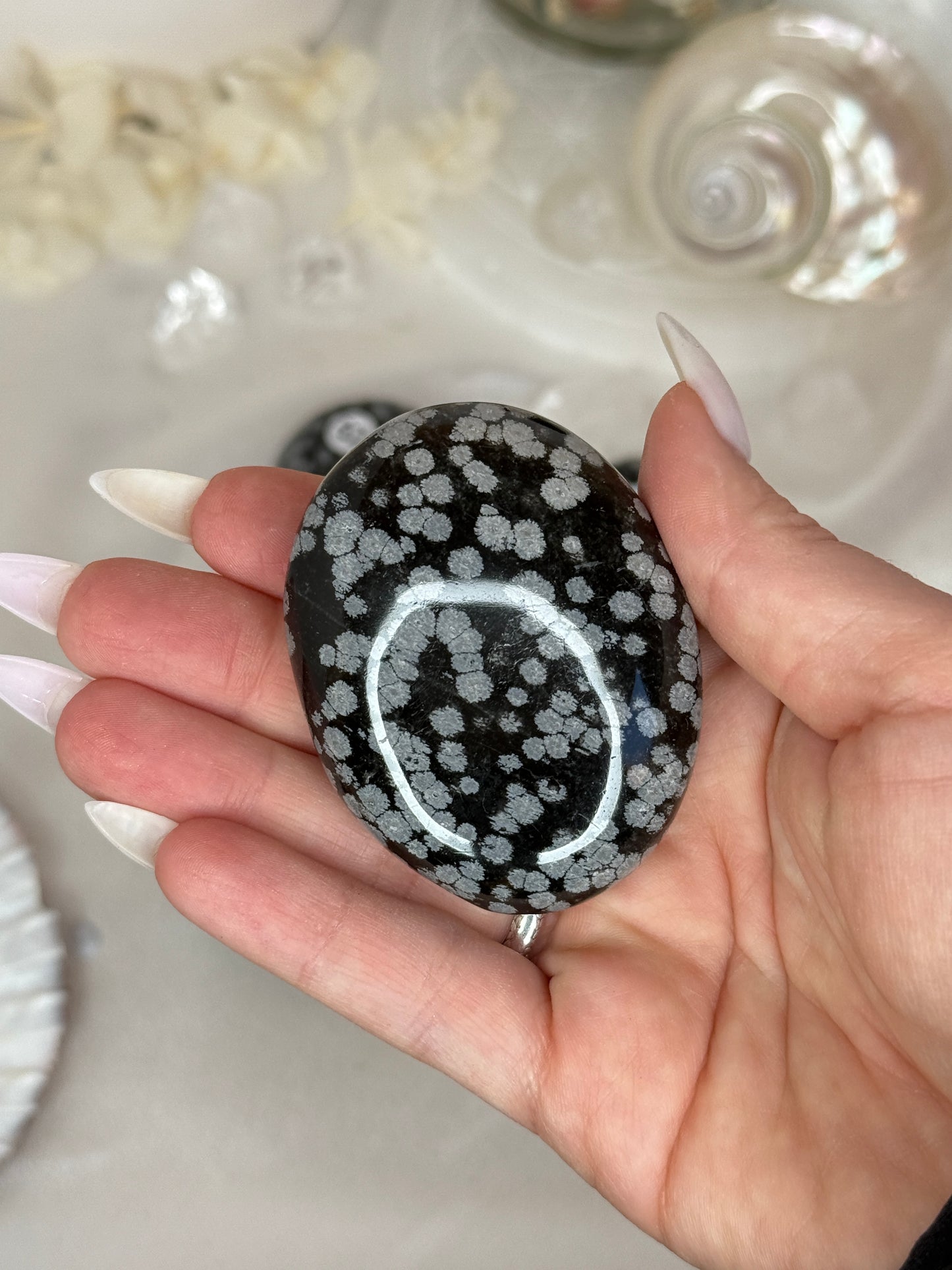Galets - obsidienne flocon de neige