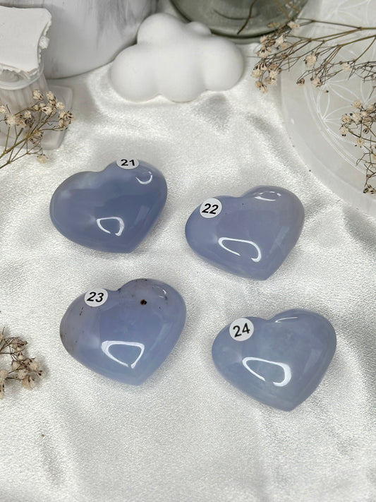Cœurs en calcédoine bleue