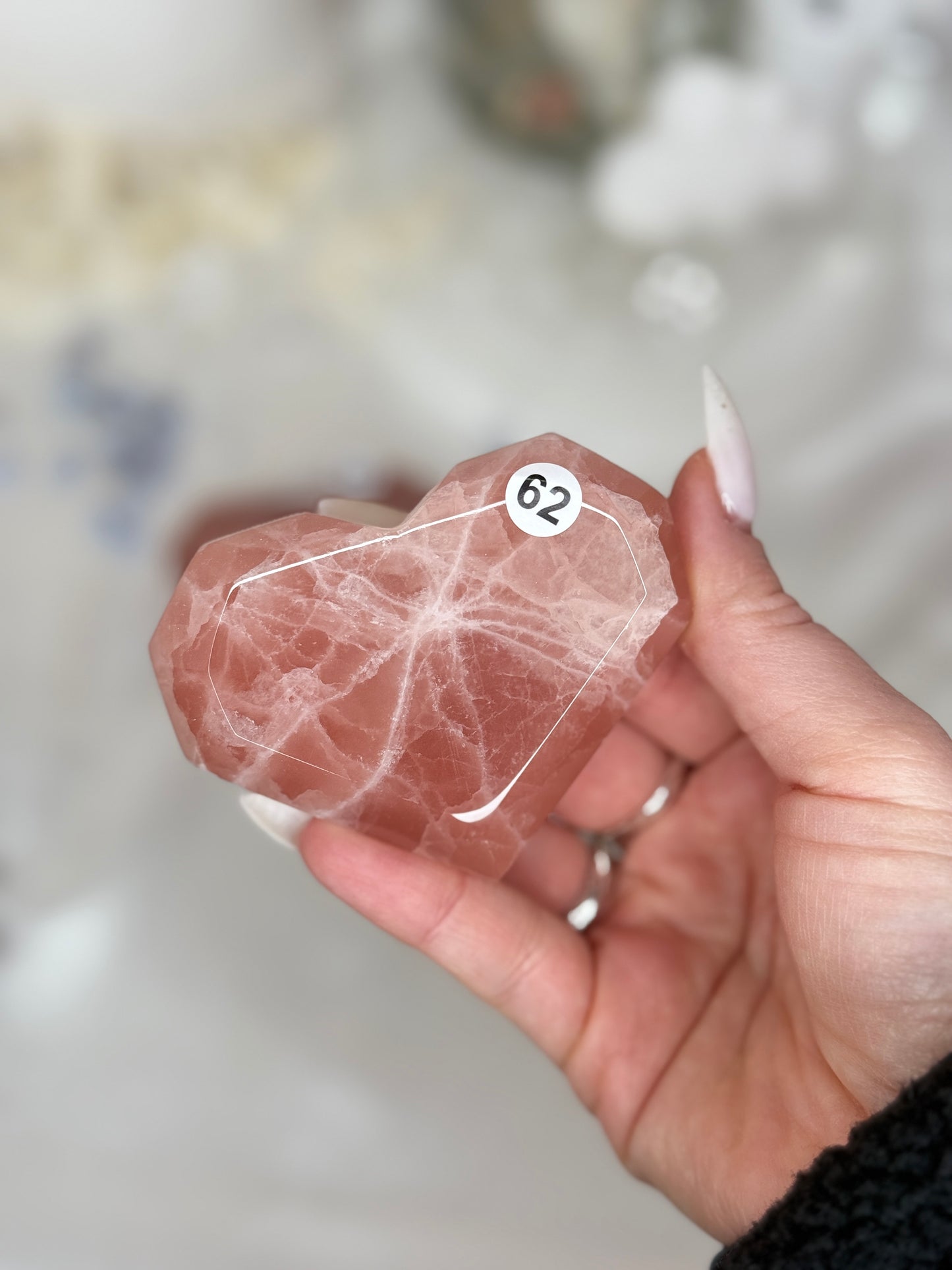 Cœurs facettés - calcite fraise