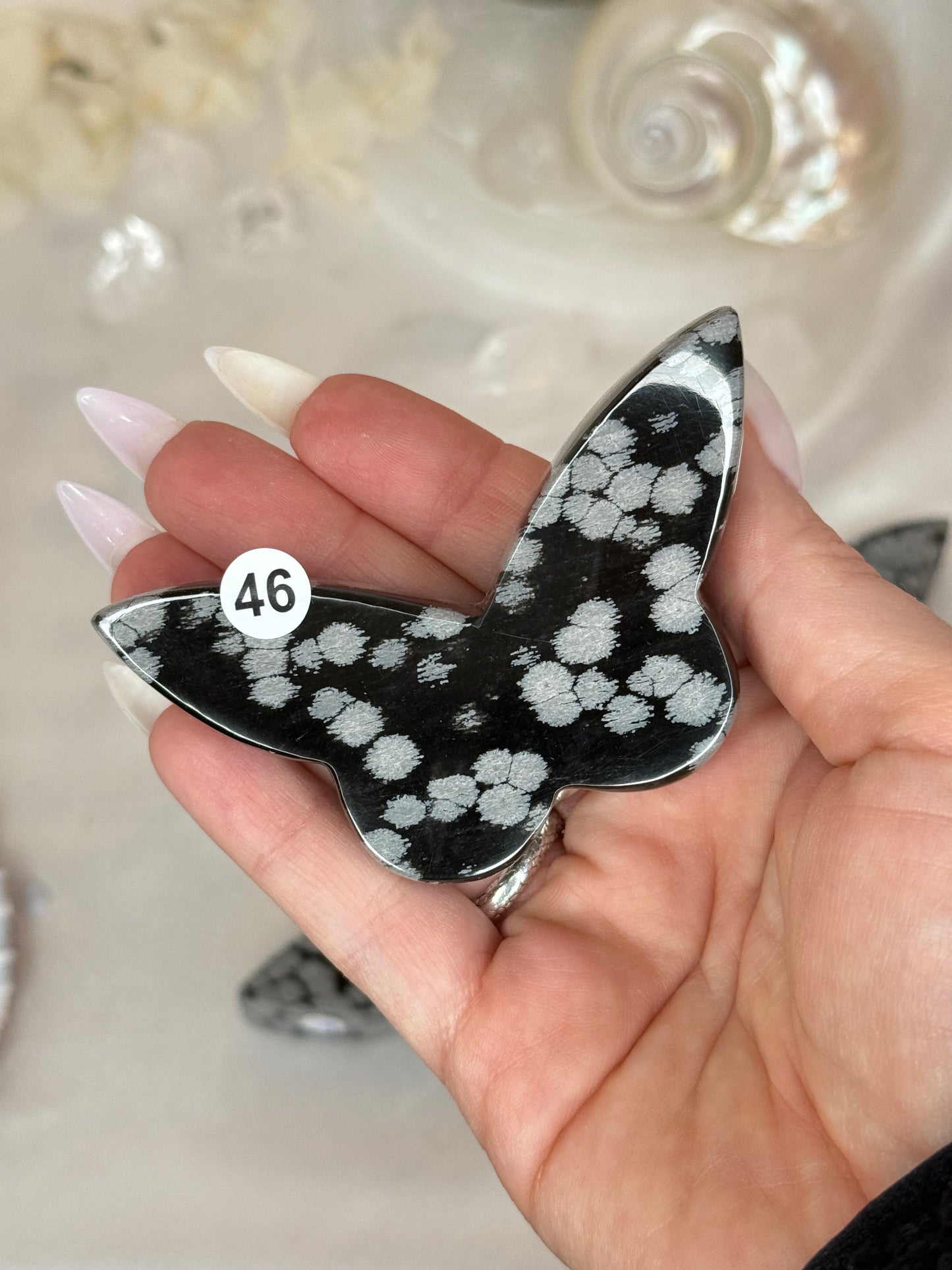 Papillons - Obsidienne flocon de neige
