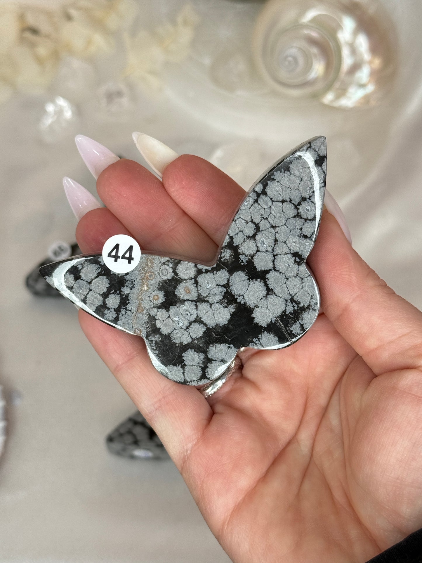 Papillons - Obsidienne flocon de neige