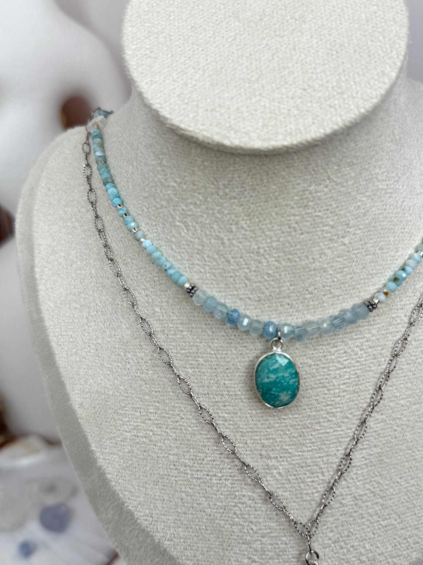 Collier Kristal Ame - amazonite et Larimar