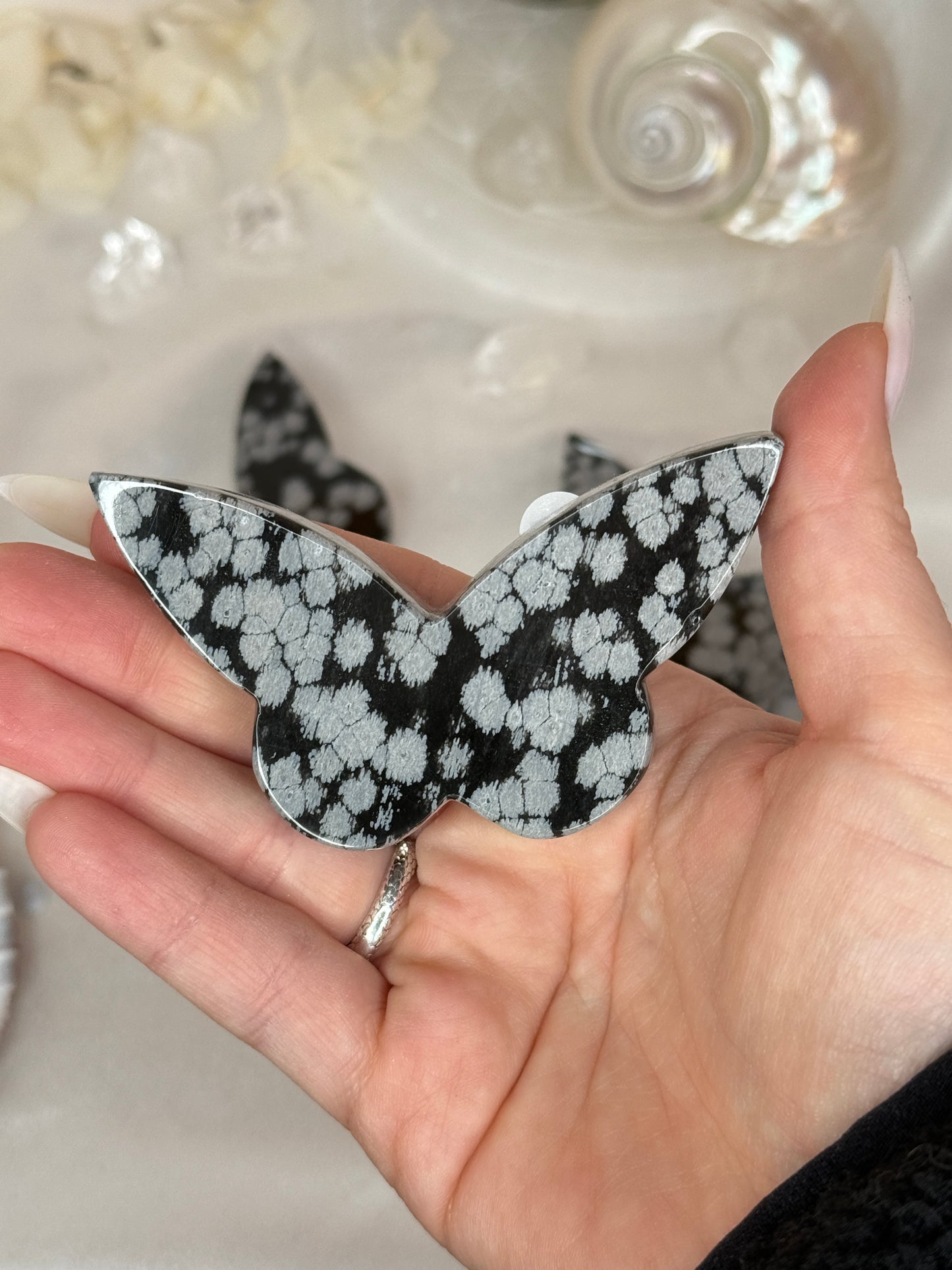 Papillons - Obsidienne flocon de neige