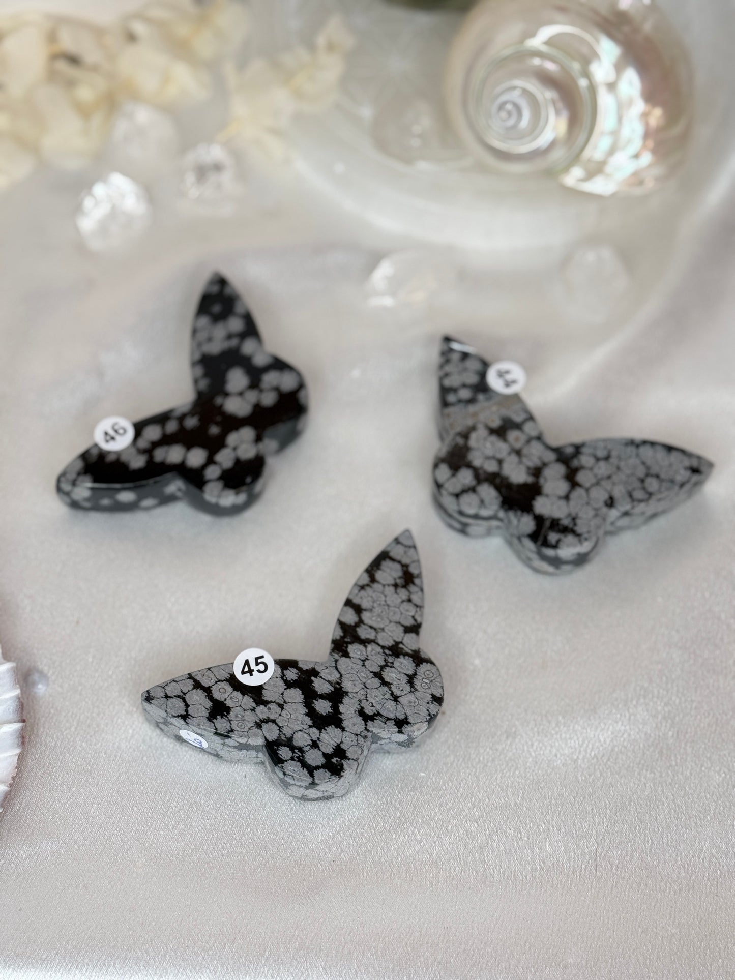 Papillons - Obsidienne flocon de neige