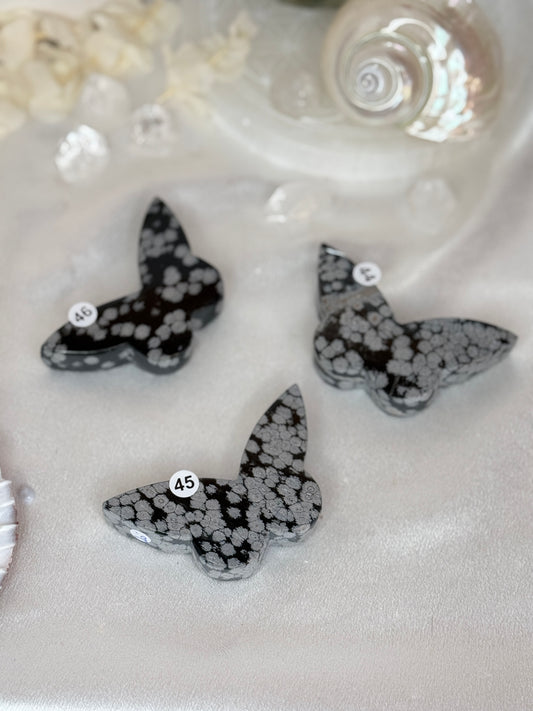 Papillons - Obsidienne flocon de neige