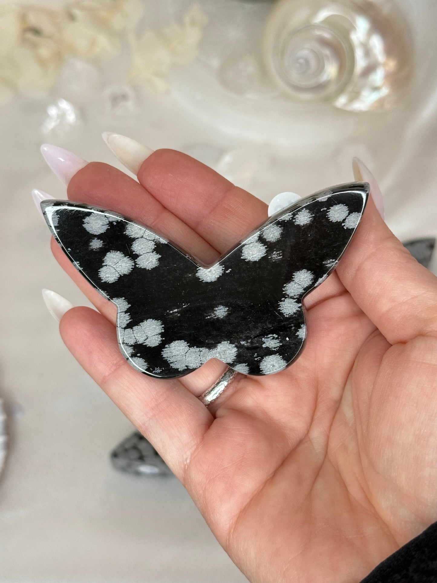 Papillons - Obsidienne flocon de neige