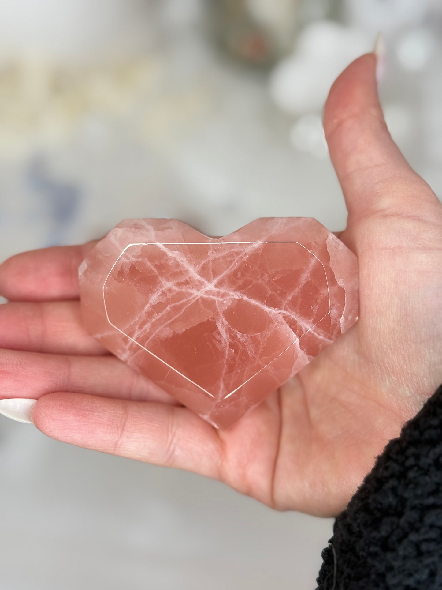 Cœurs facettés - calcite fraise