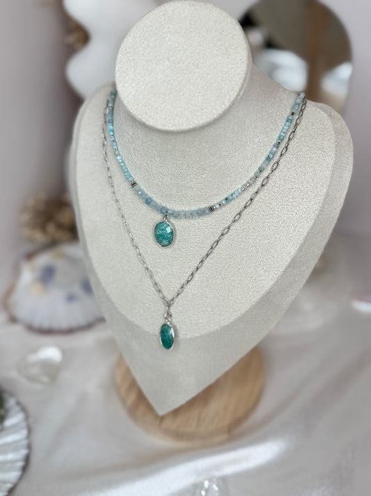 Collier Kristal Ame - amazonite et Larimar