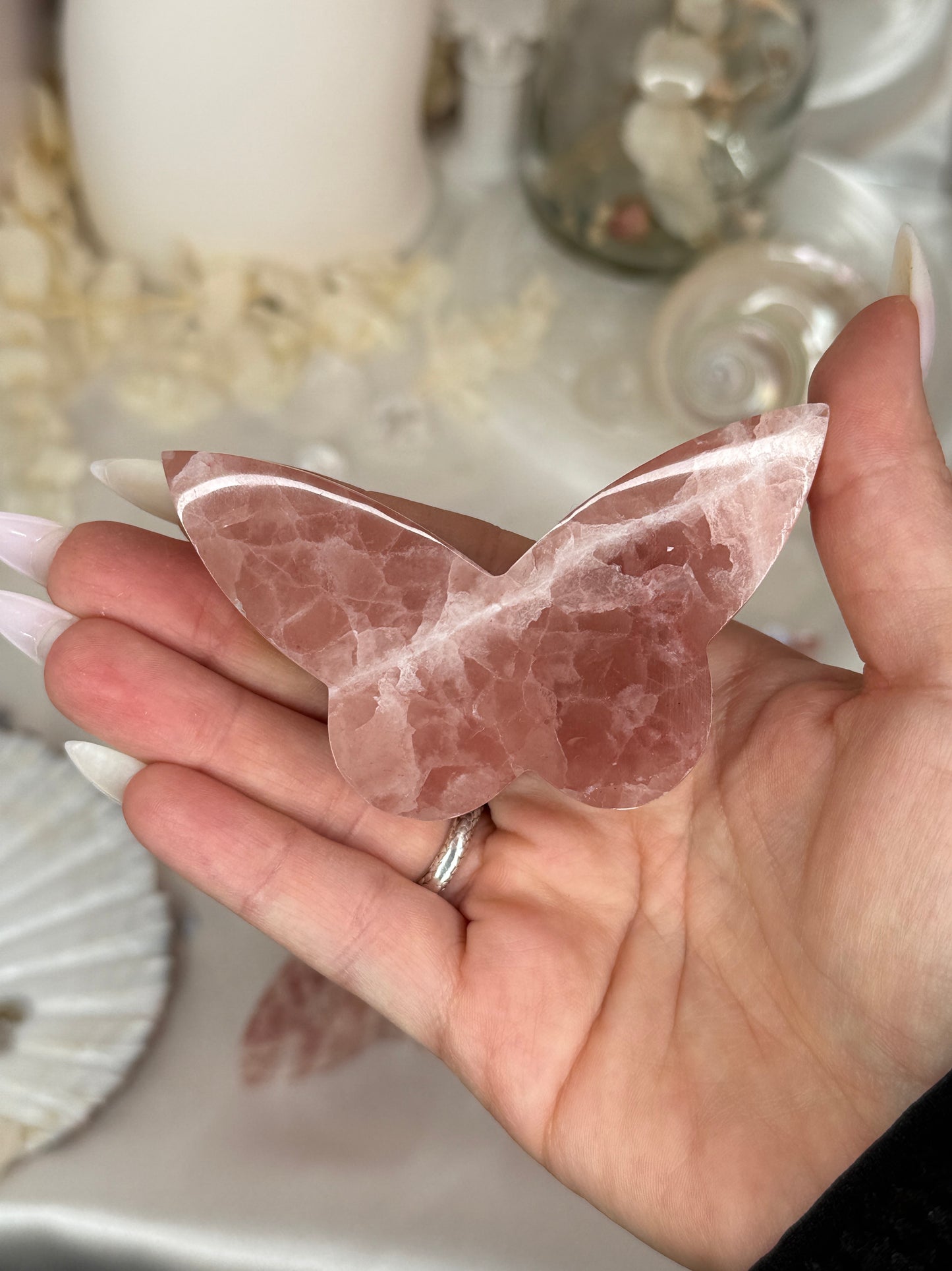 Papillons 2D - calcite fraise