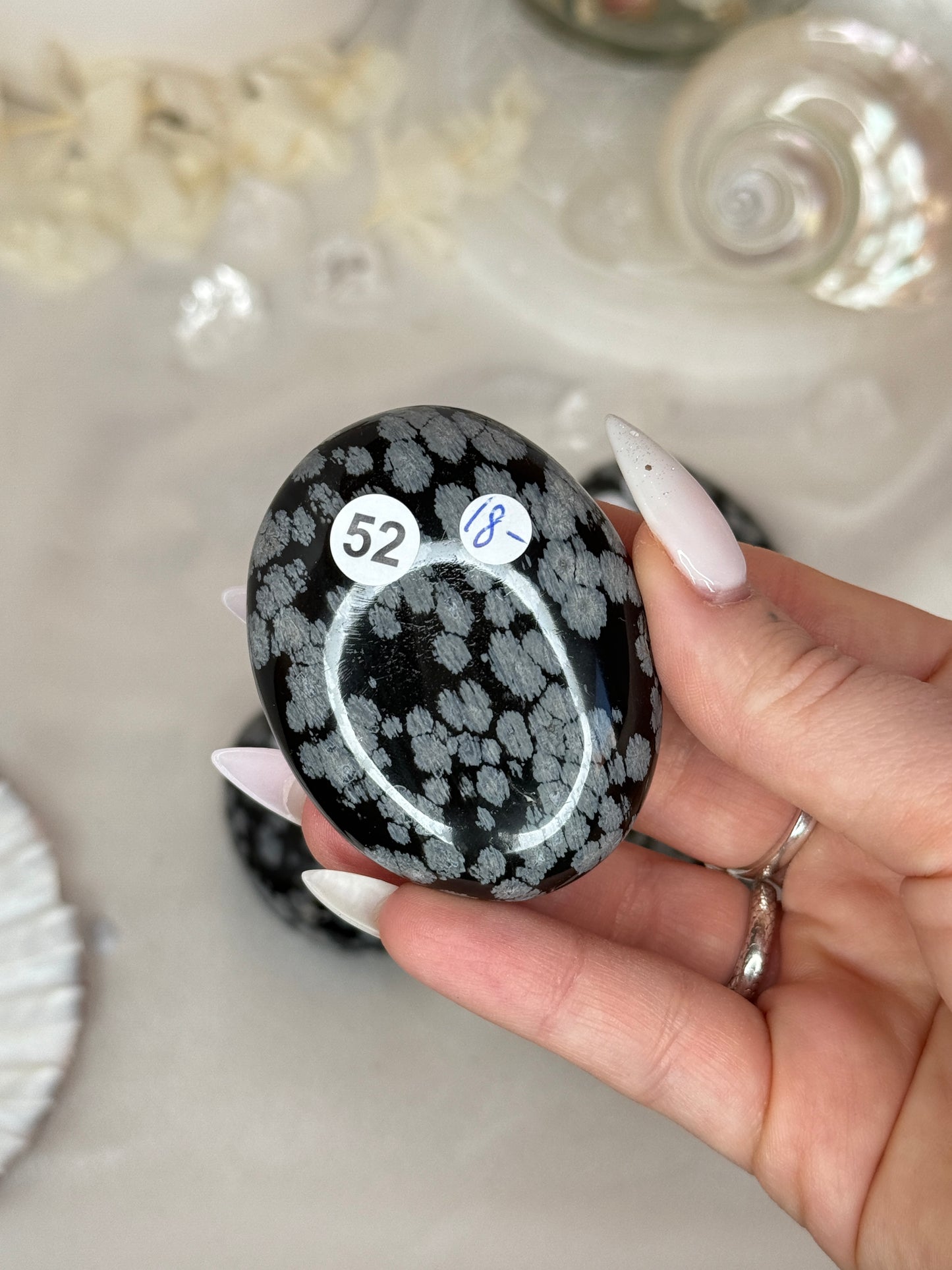 Galets - obsidienne flocon de neige