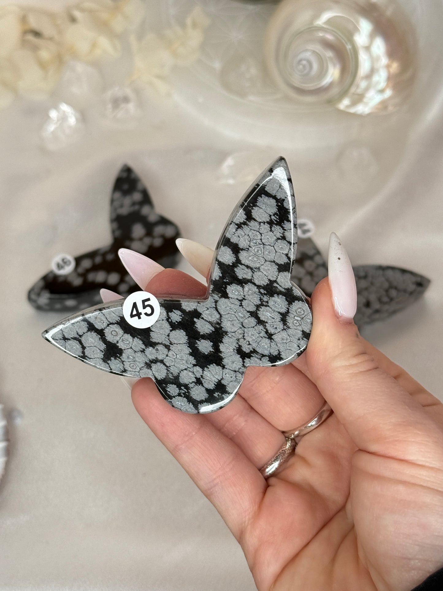Papillons - Obsidienne flocon de neige