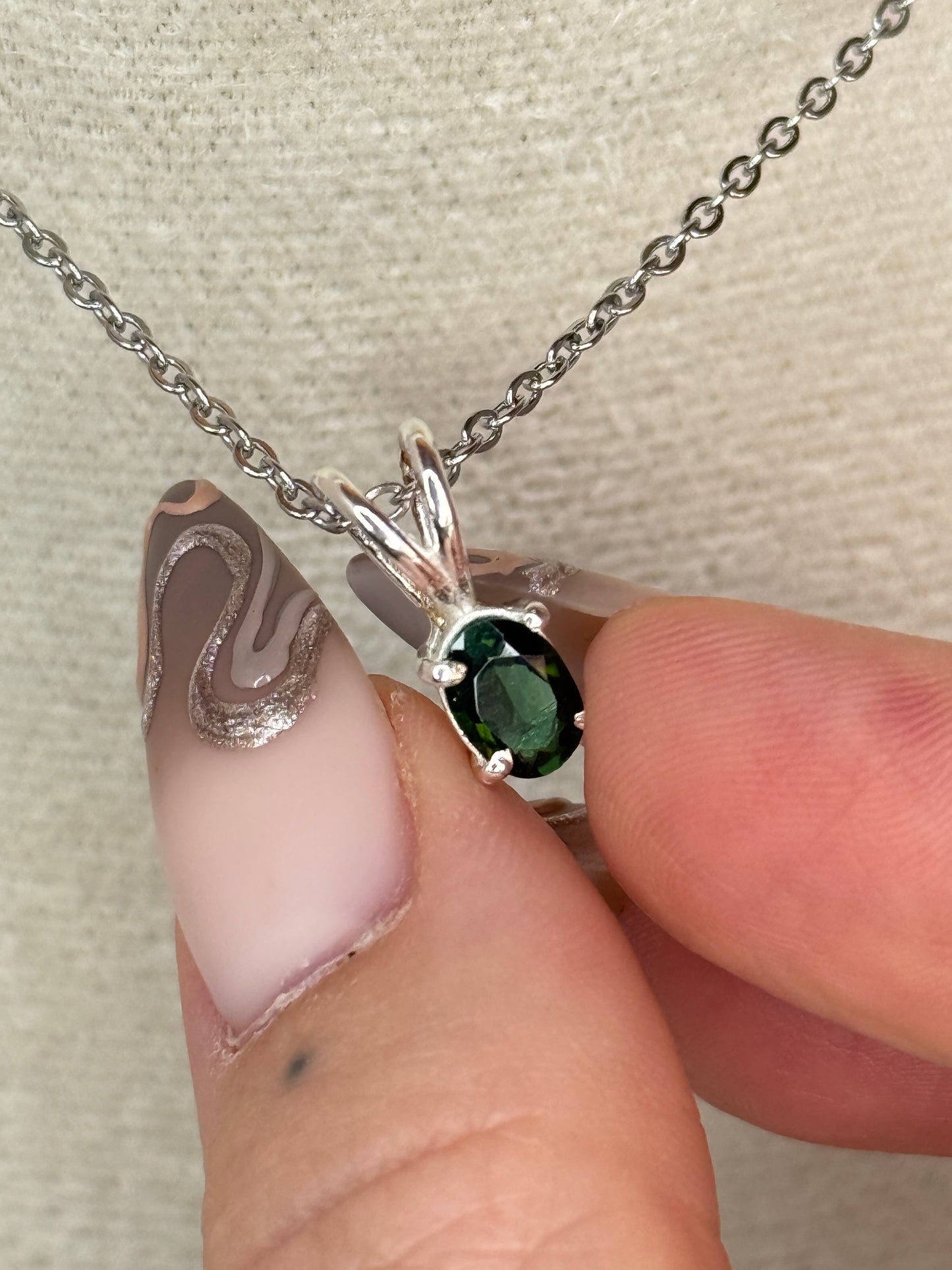 Petit pendentif Tourmaline VERTE - argent 925