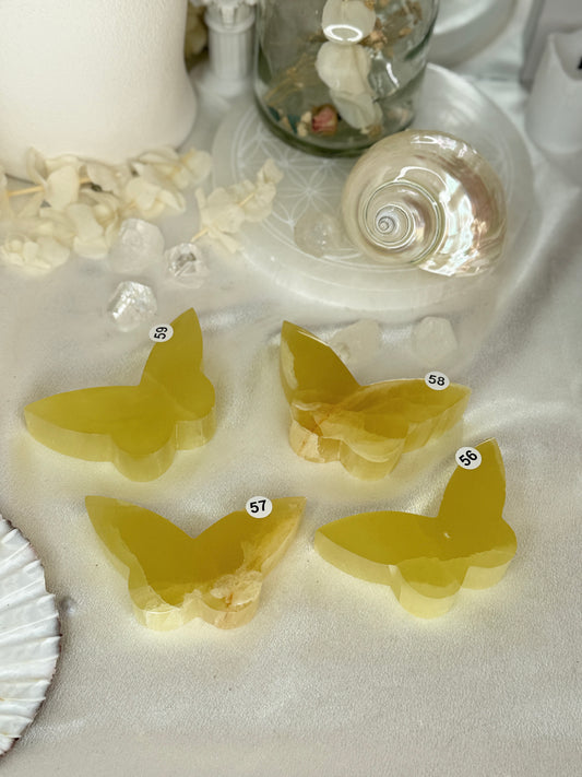 Papillons 2D - calcite jaune
