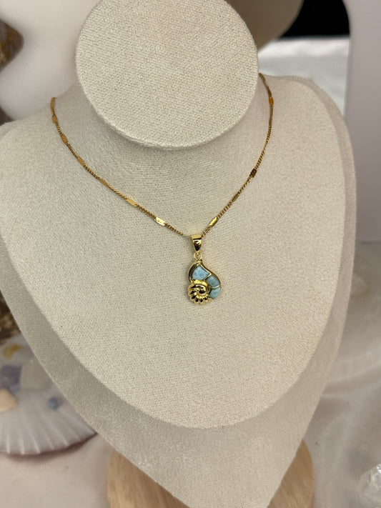 Pendentif ammonite Larimar