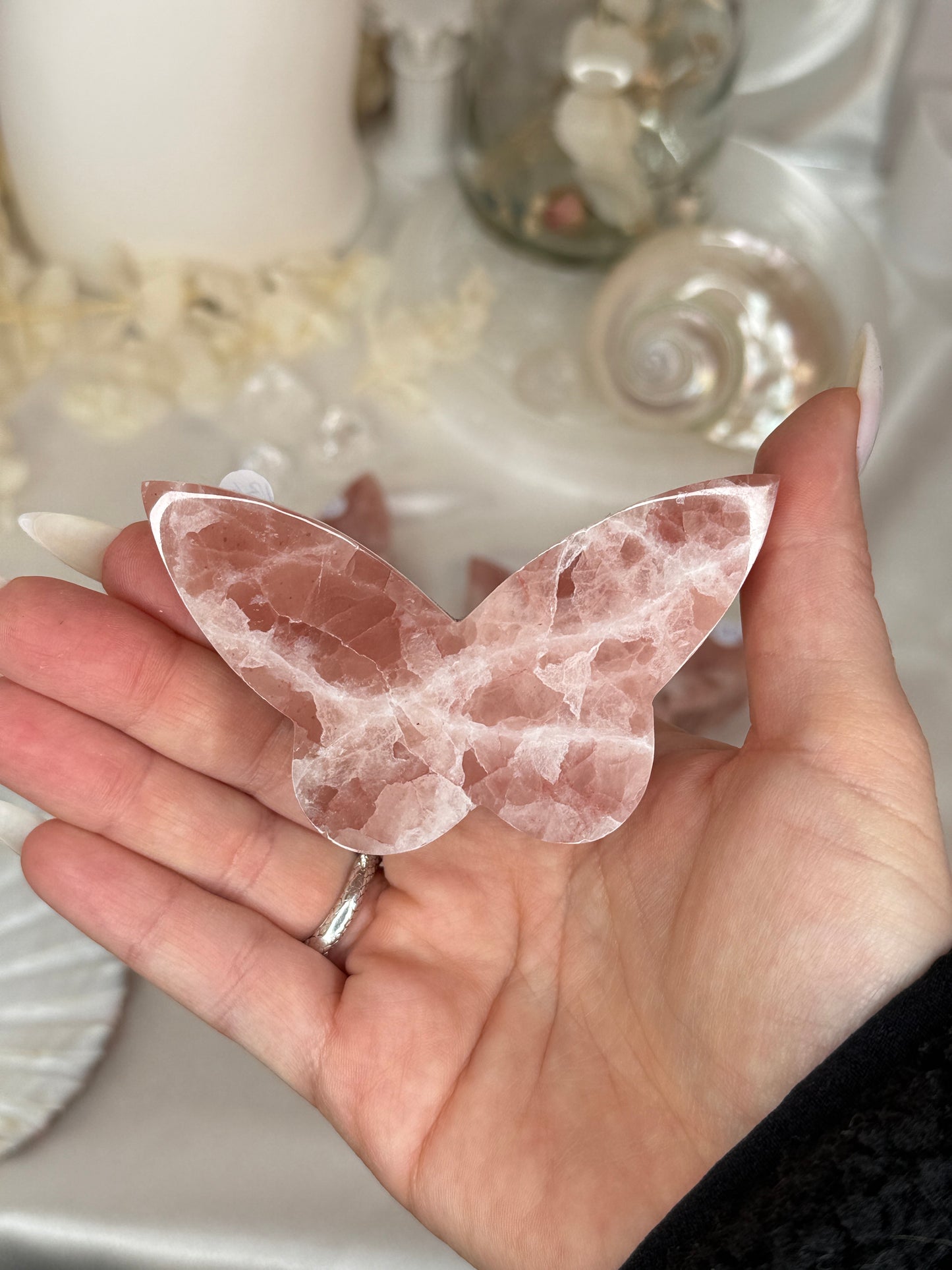 Papillons 2D - calcite fraise