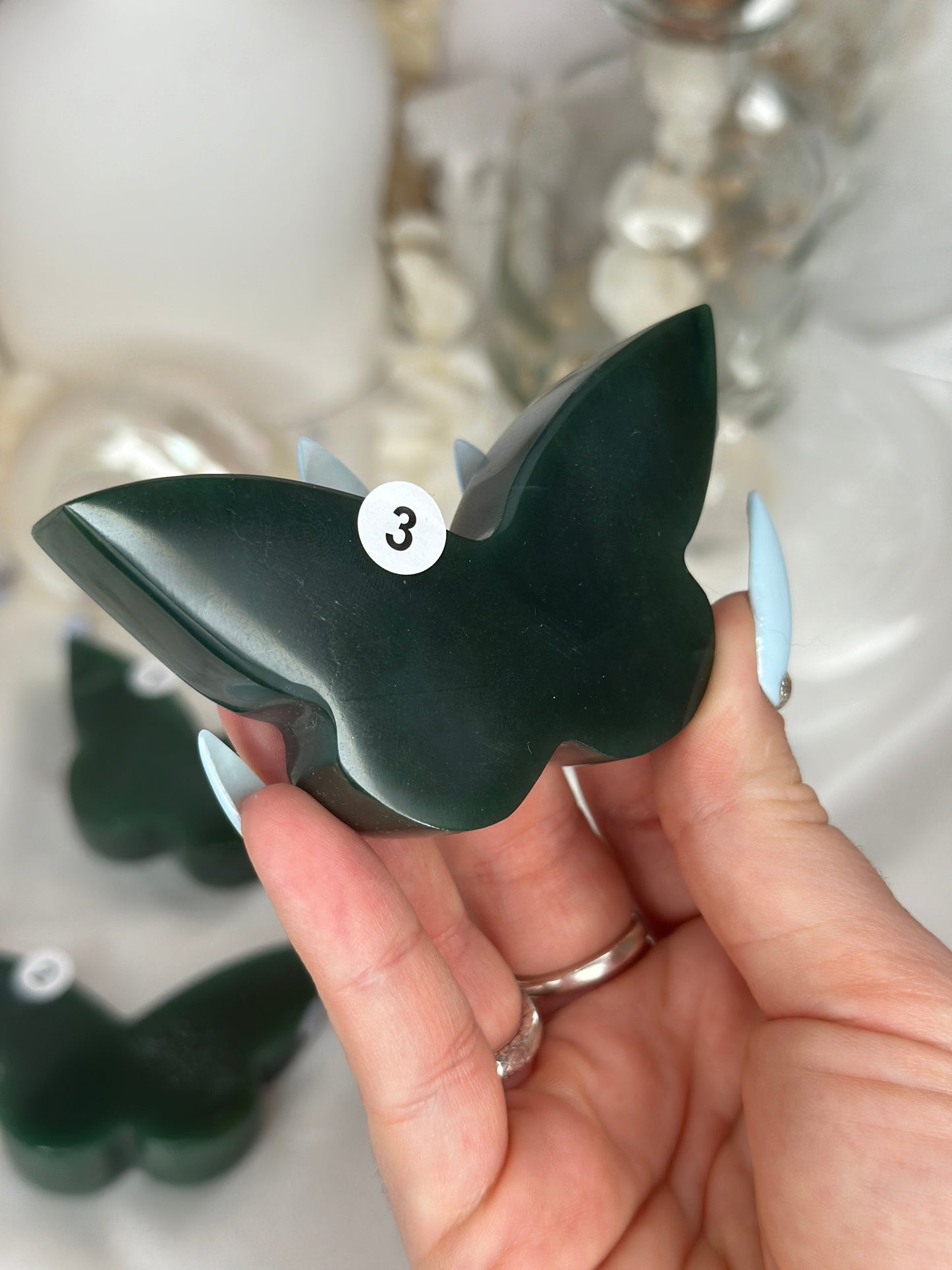 Papillons 2D - aventurine verte