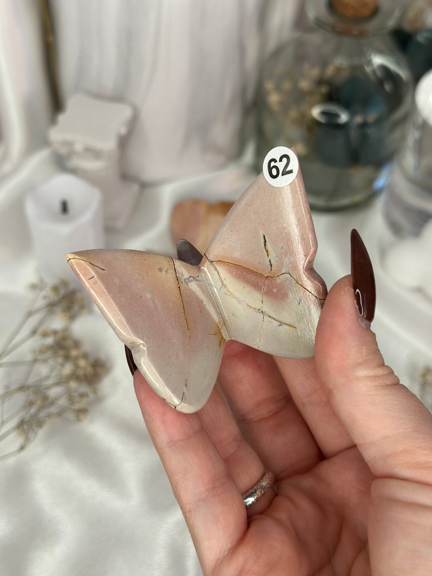 Papillons 3D en Jaspe rose