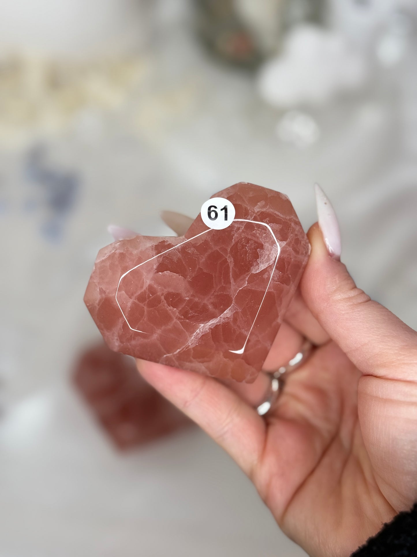 Cœurs facettés - calcite fraise