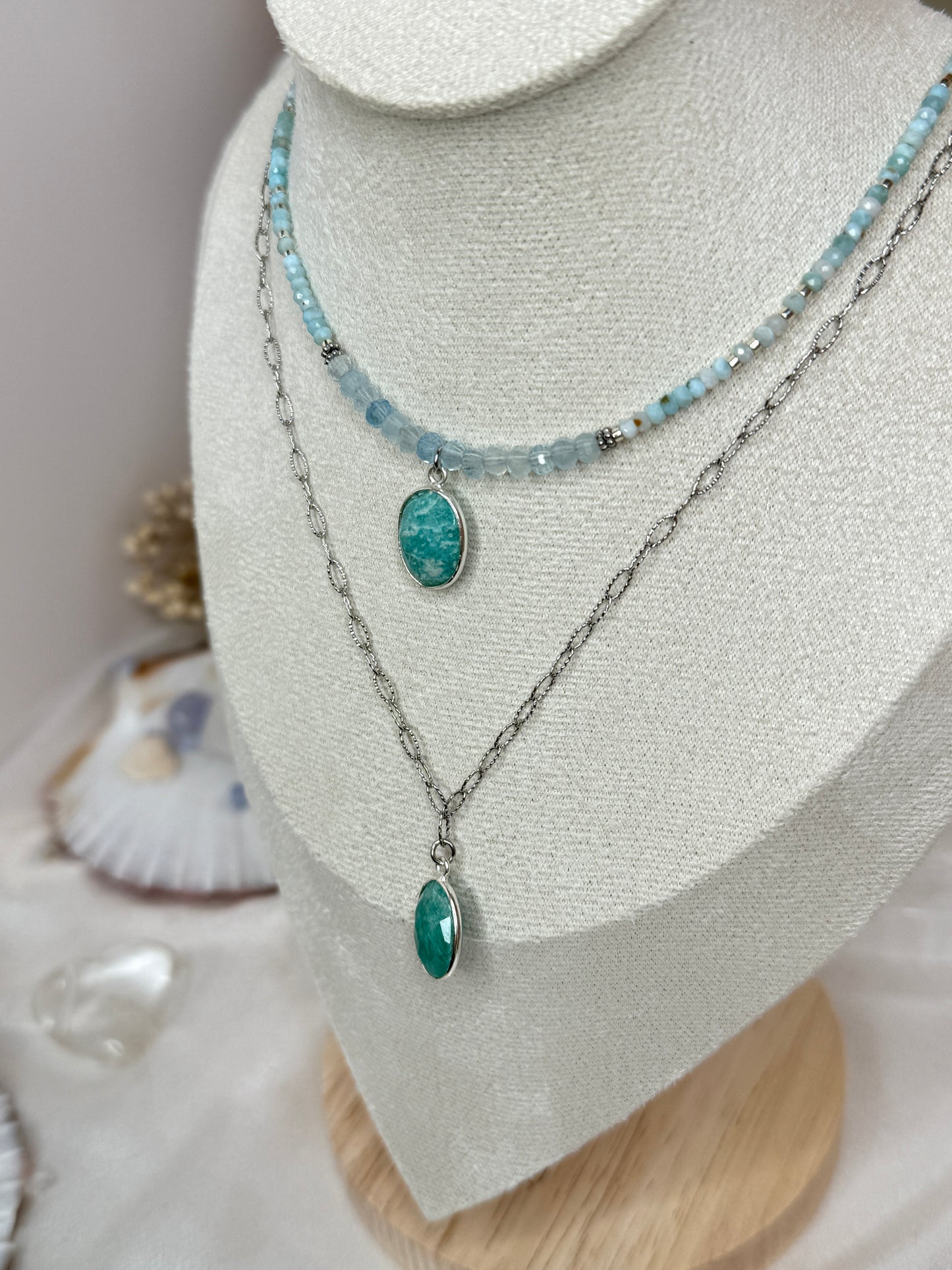 Collier Kristal Ame - amazonite et Larimar