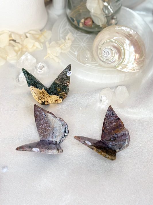 Papillons 3D Jaspe océan - FORME KRISTALAME