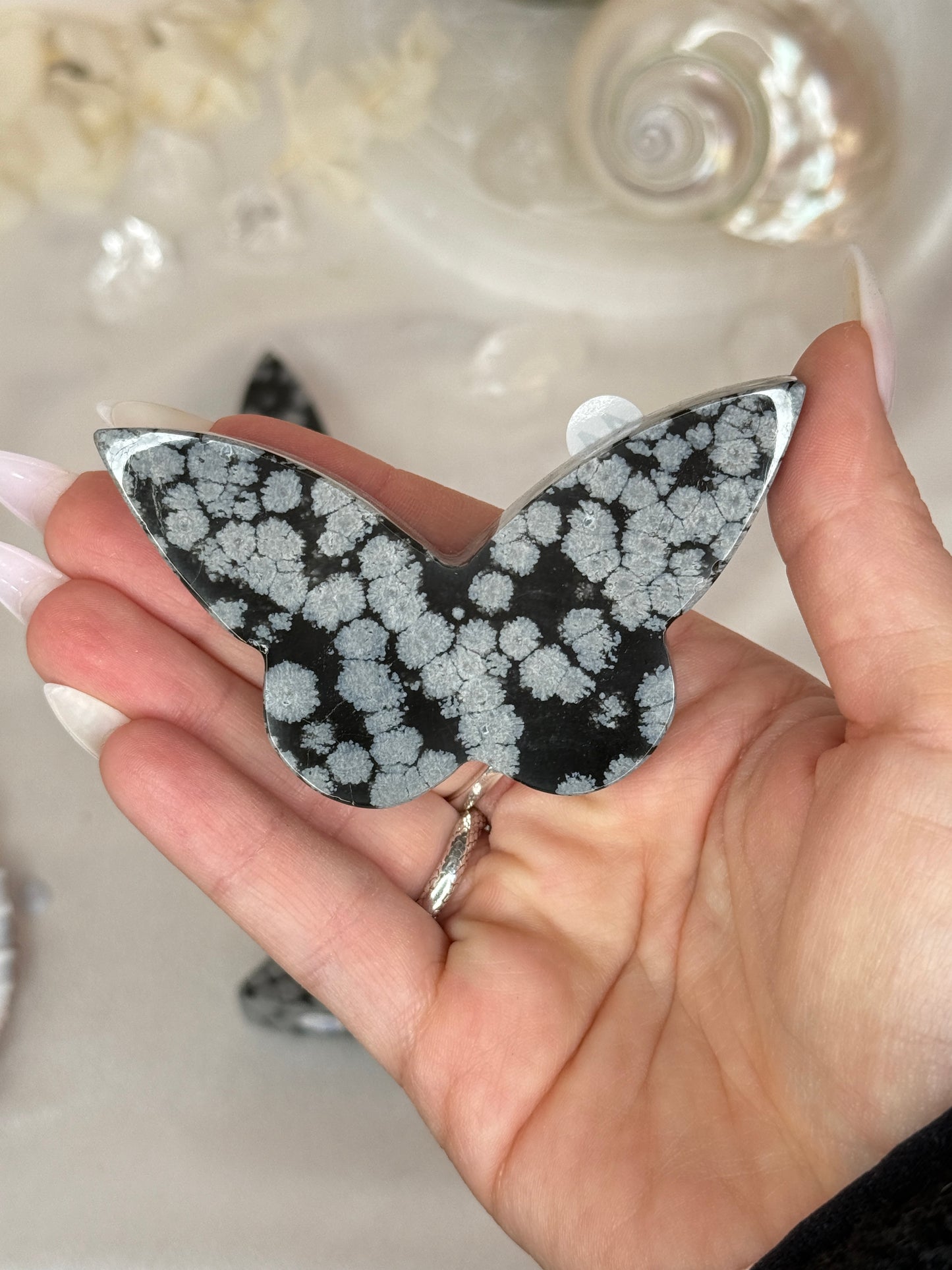 Papillons - Obsidienne flocon de neige