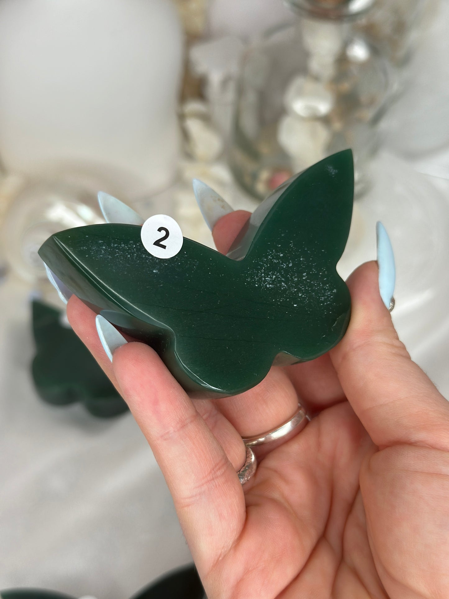 Papillons 2D - aventurine verte