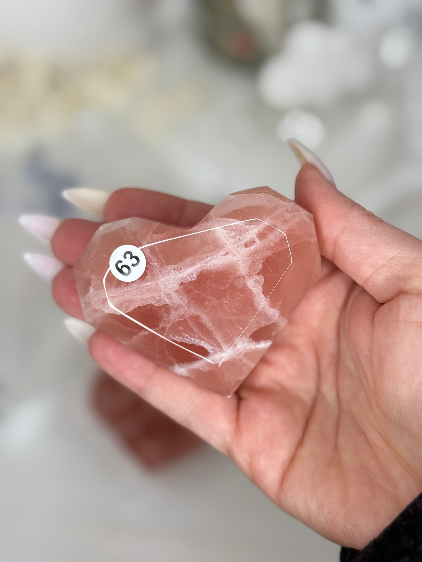 Cœurs facettés - calcite fraise
