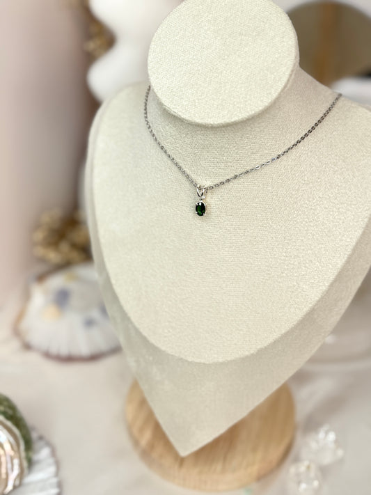 Petit pendentif Tourmaline VERTE - argent 925